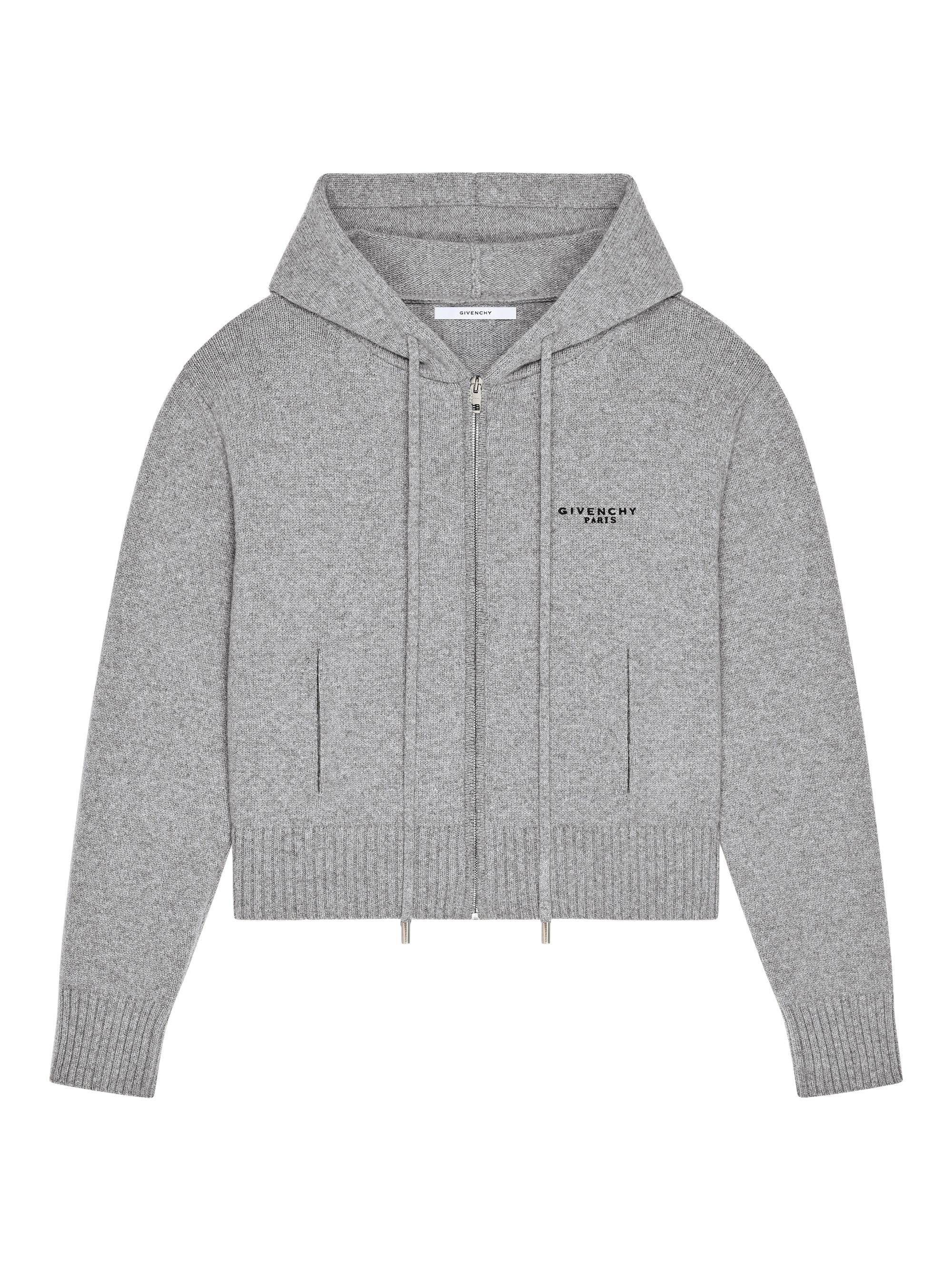 Givenchy Women's Zipped Hoodie in Wool and Cashmere - Light Grey