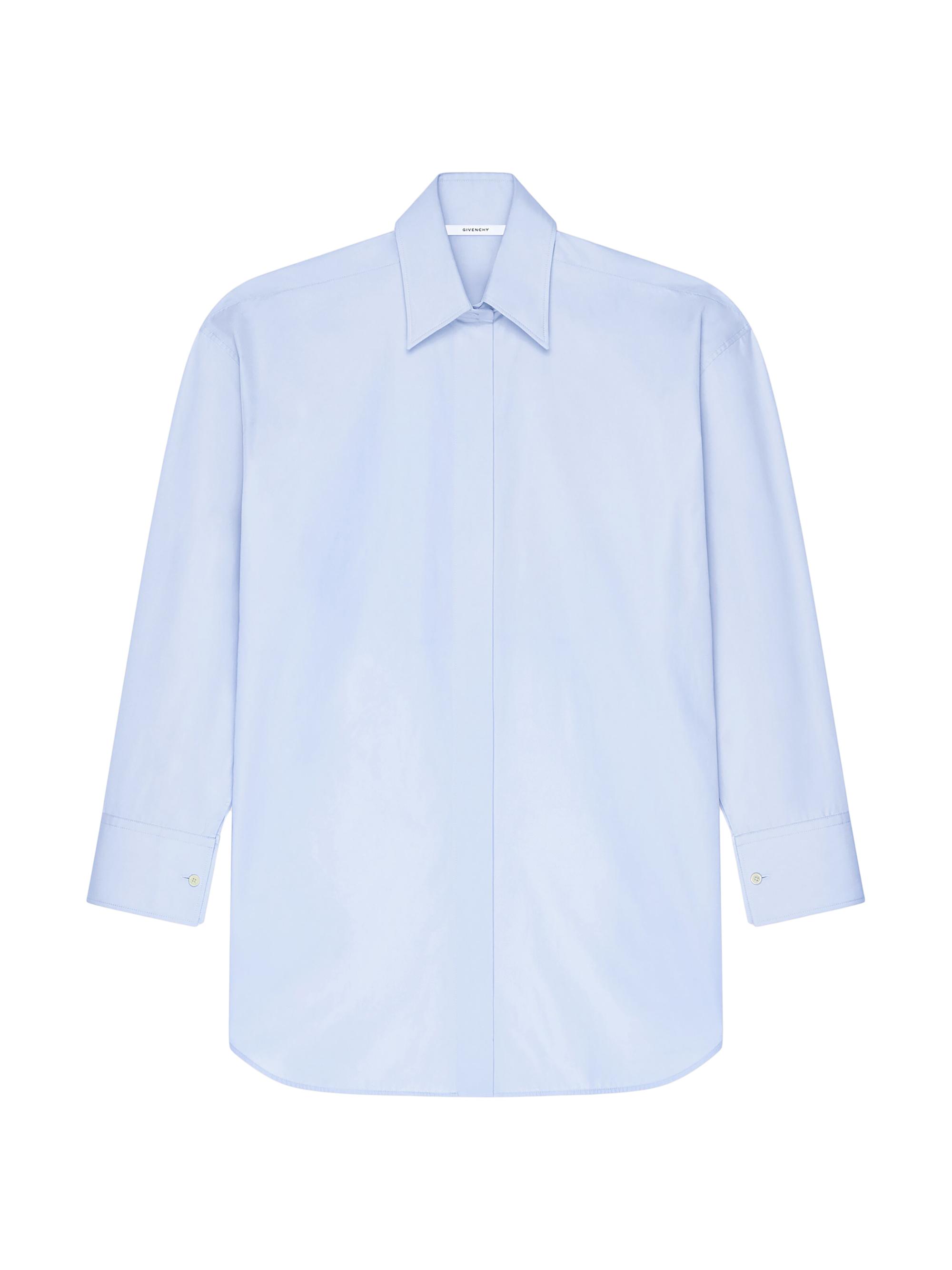 Givenchy Women's Asymmetric Shirt in Poplin - Baby Blue