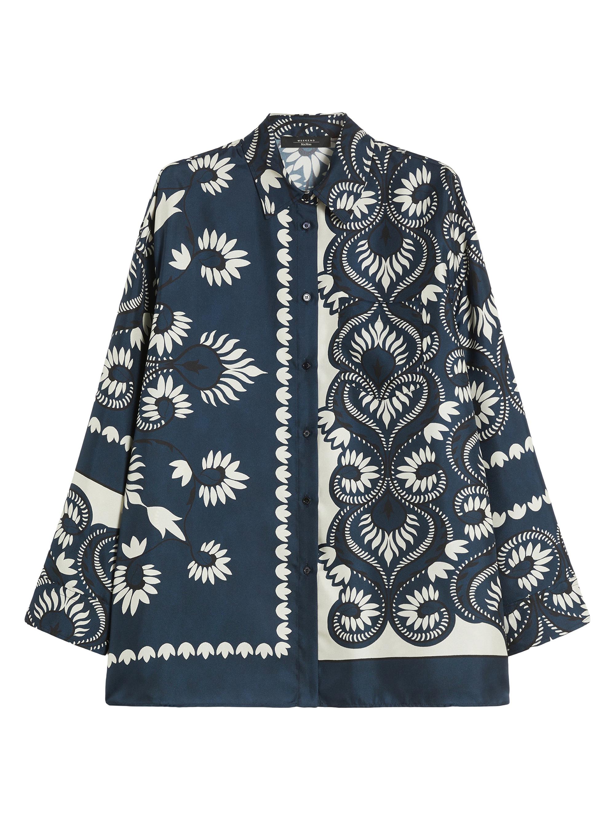 Weekend Max Mara Women's Printed Silk Patchwork Shirt - Navy