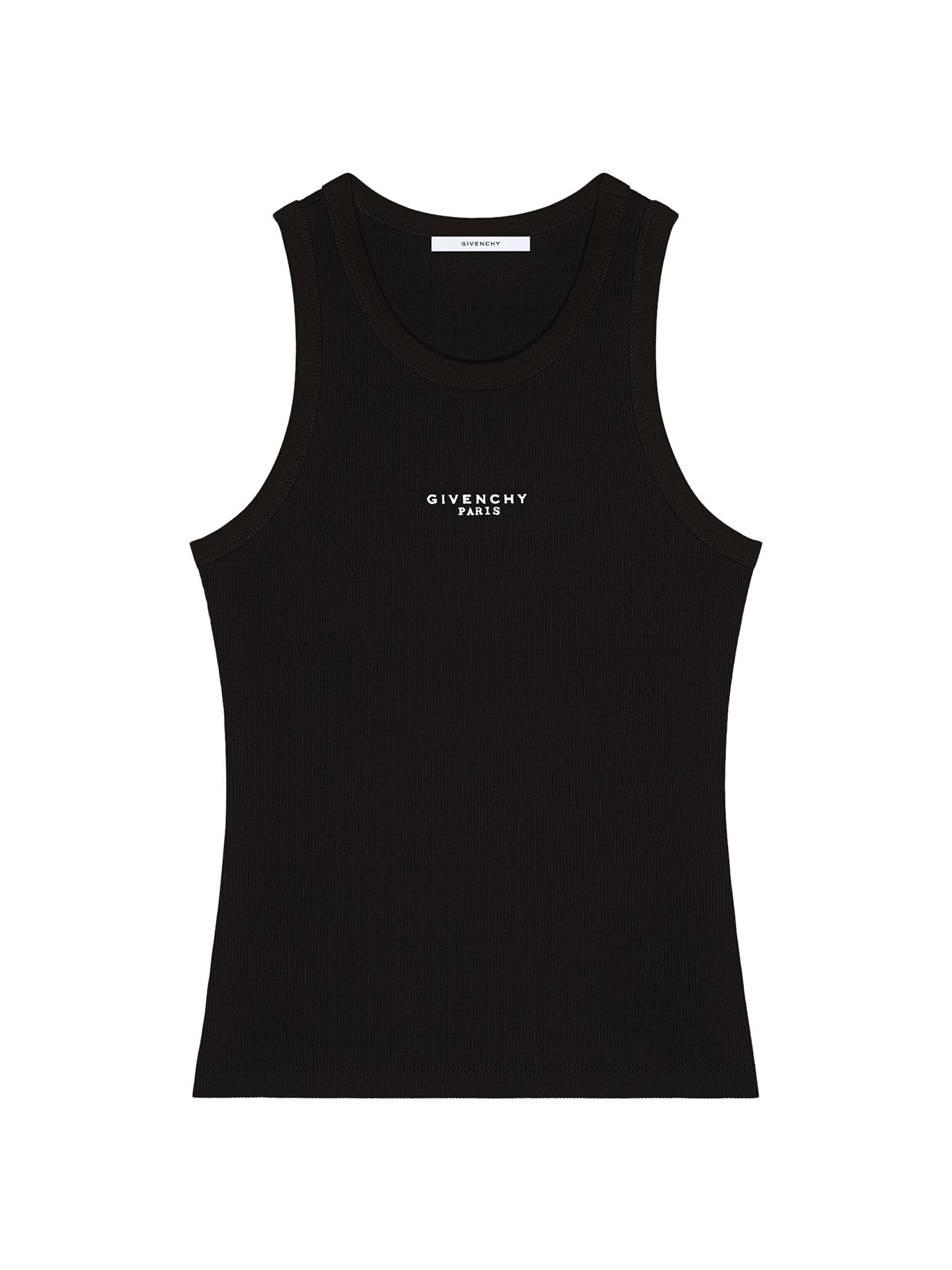 Givenchy Women's Slim Fit Tank Top in Cotton with Paris Print - Black