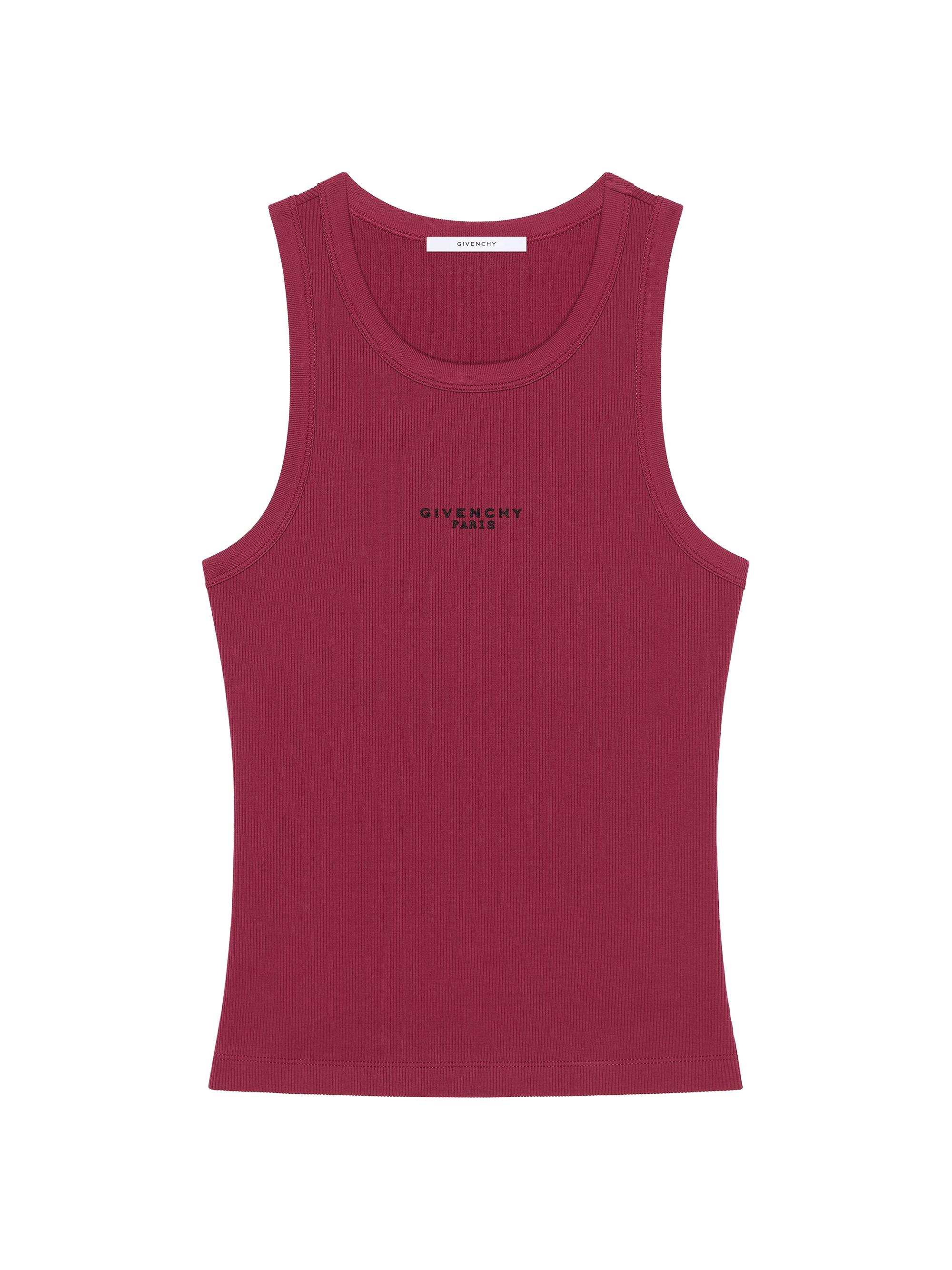 Givenchy Women's Slim Fit Tank Top in Cotton with Paris Print - Red Cherry