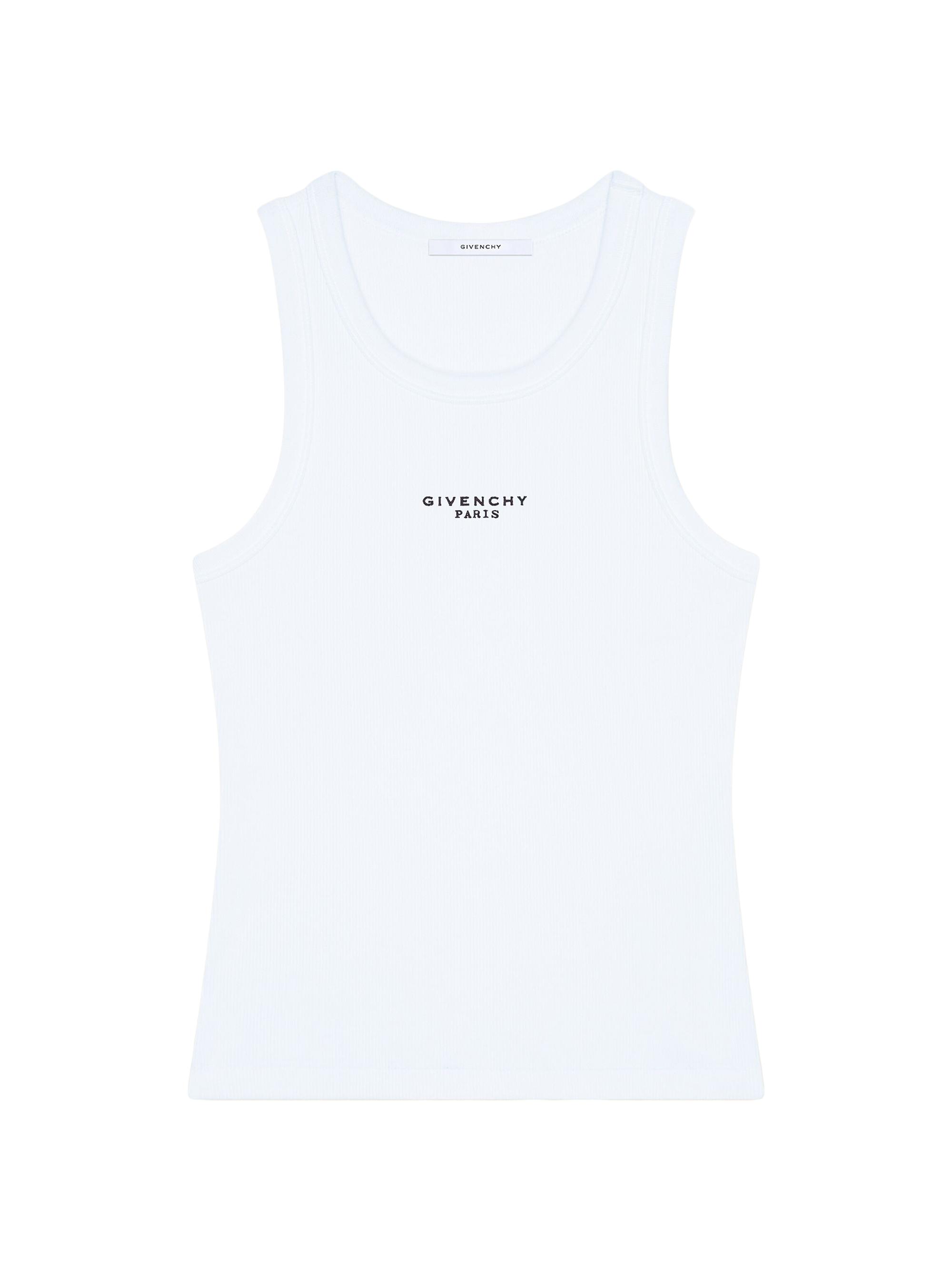 Givenchy Women's Slim Fit Tank Top in Cotton with Paris Print - White