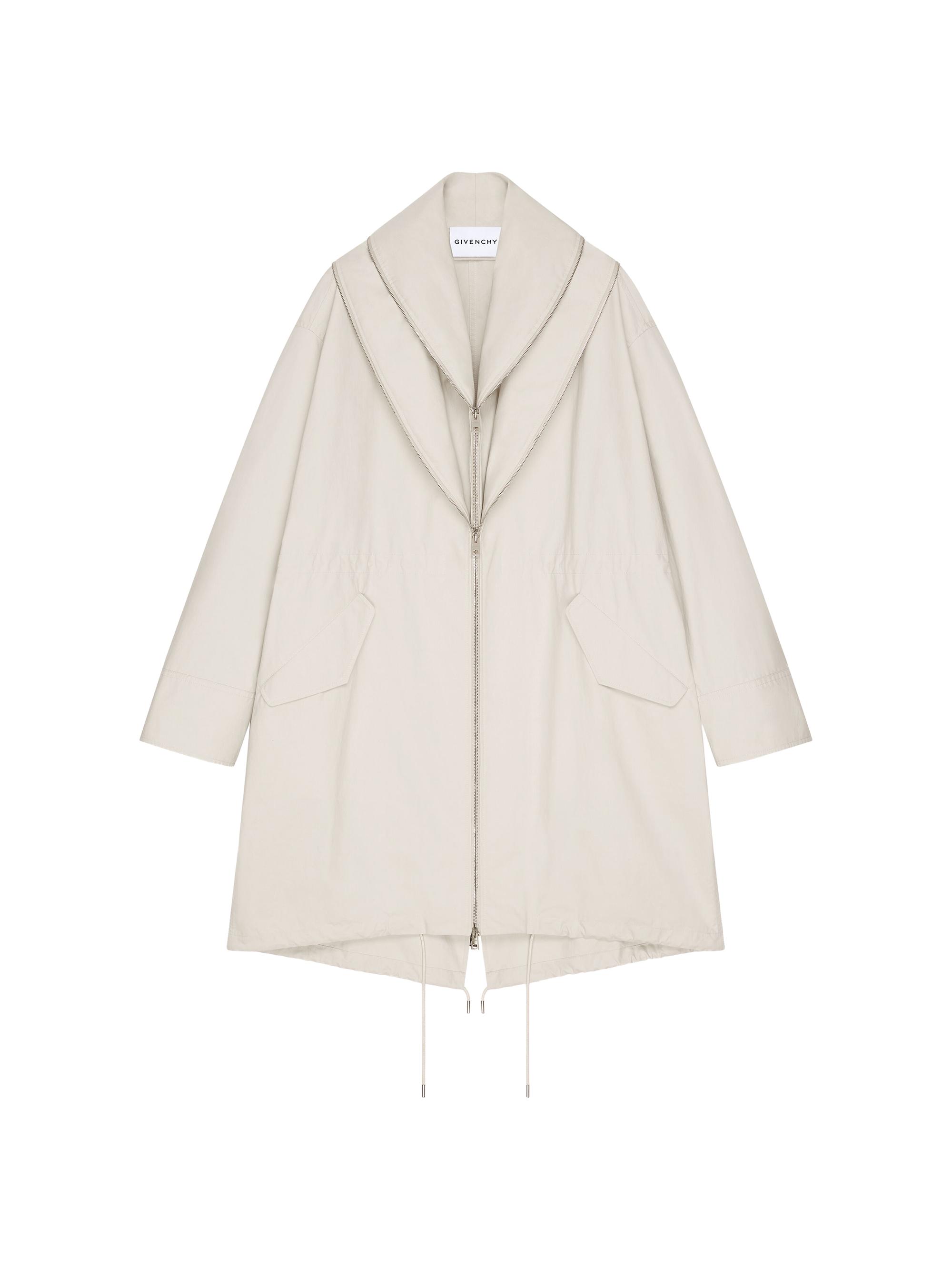 Givenchy Women's Parka with Zipped Shawl Collar in Cotton - Light Beige