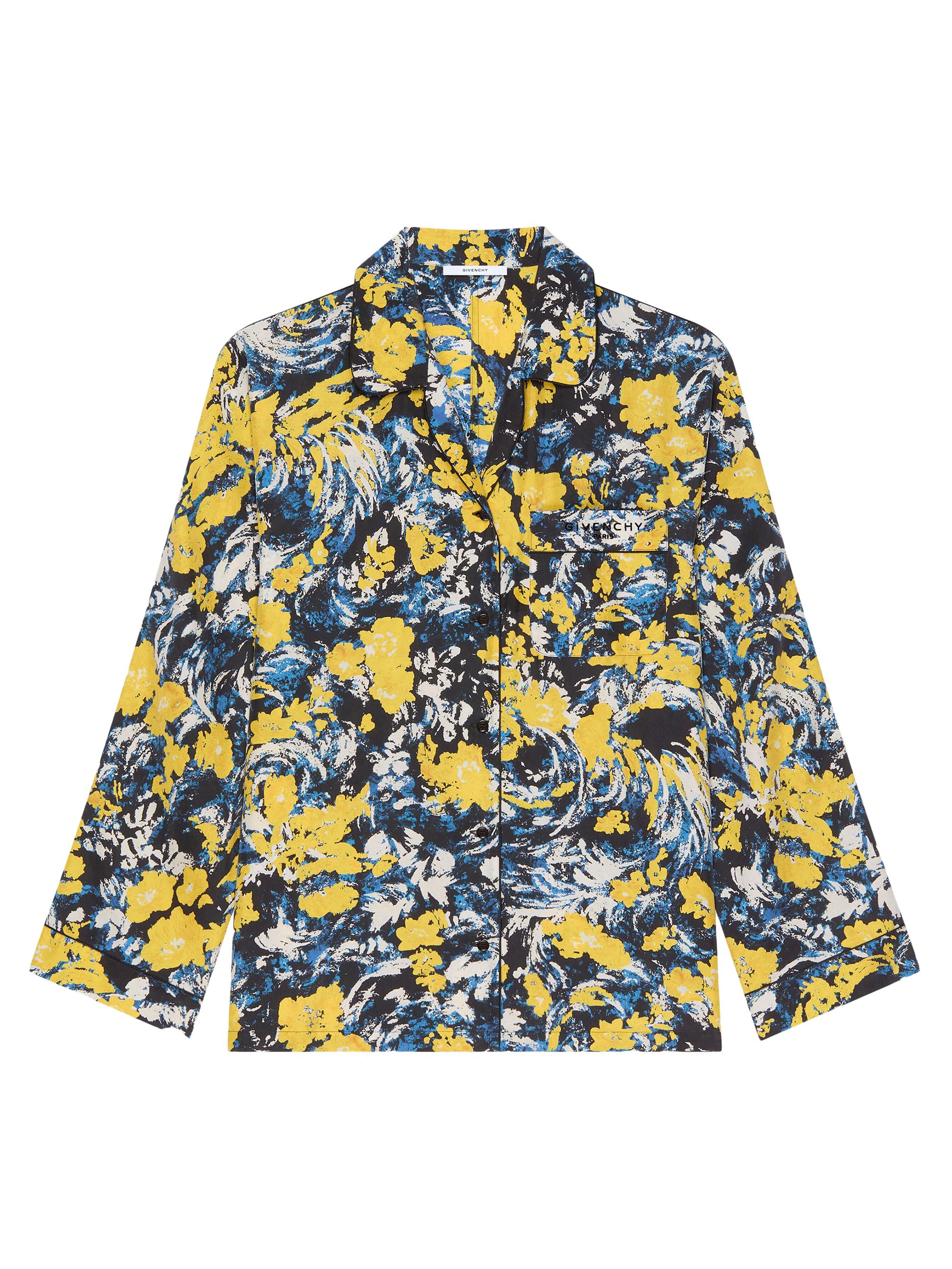 Givenchy Women's Pyjama Shirt in Viscose with Floral Print - Blue Yellow