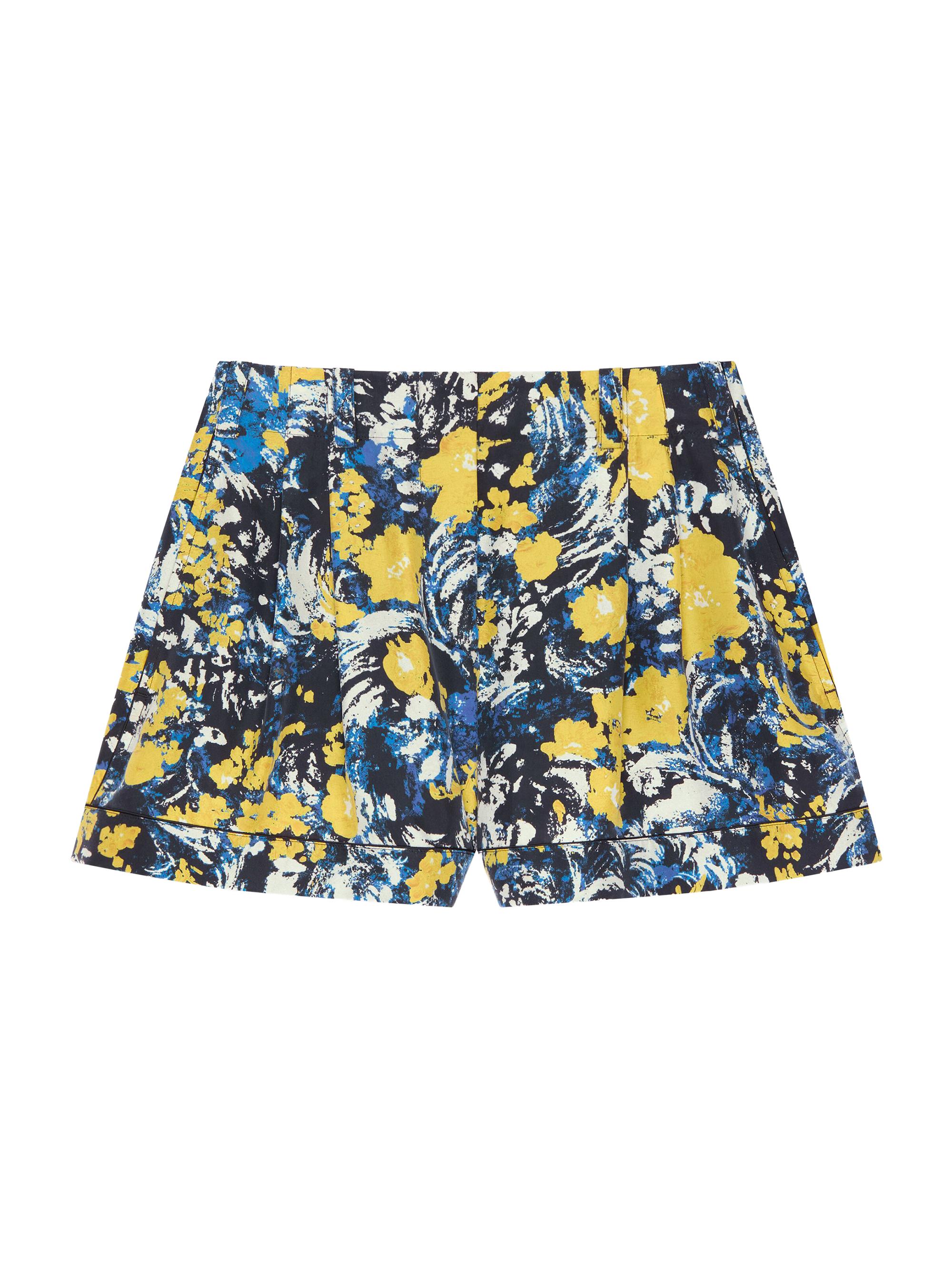 Givenchy Women's Shorts in Viscose with Floral Print - Blue Yellow