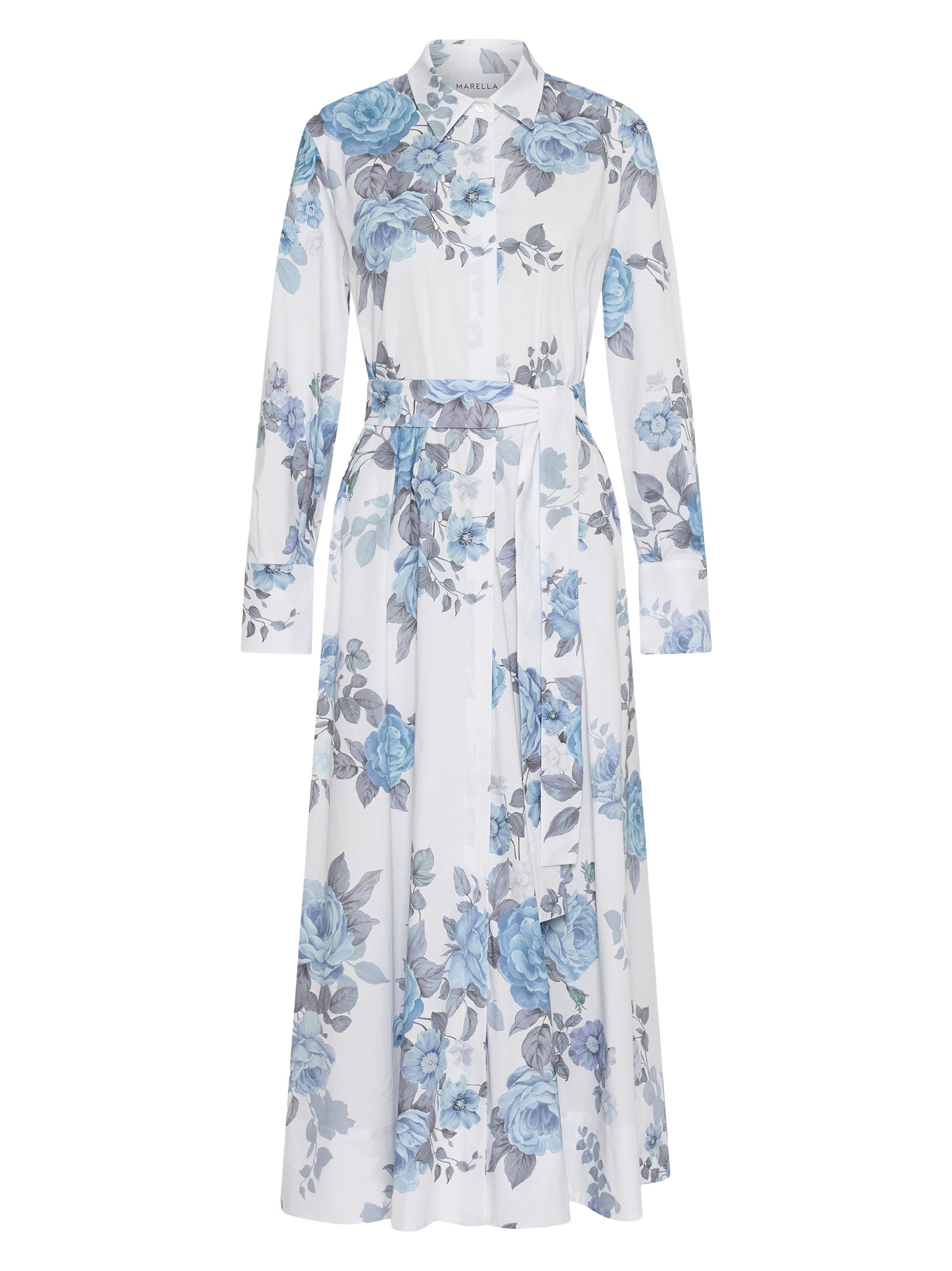 Marella Women's Stretch Cotton Poplin Shirt Dress - Light Blue