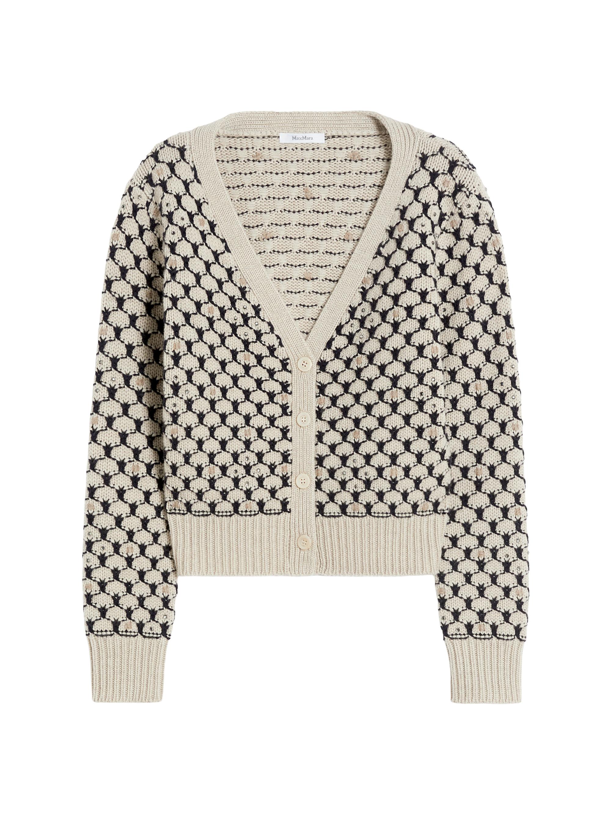Max Mara Women's Patterned Wool and Cashmere Cardigan - Beige