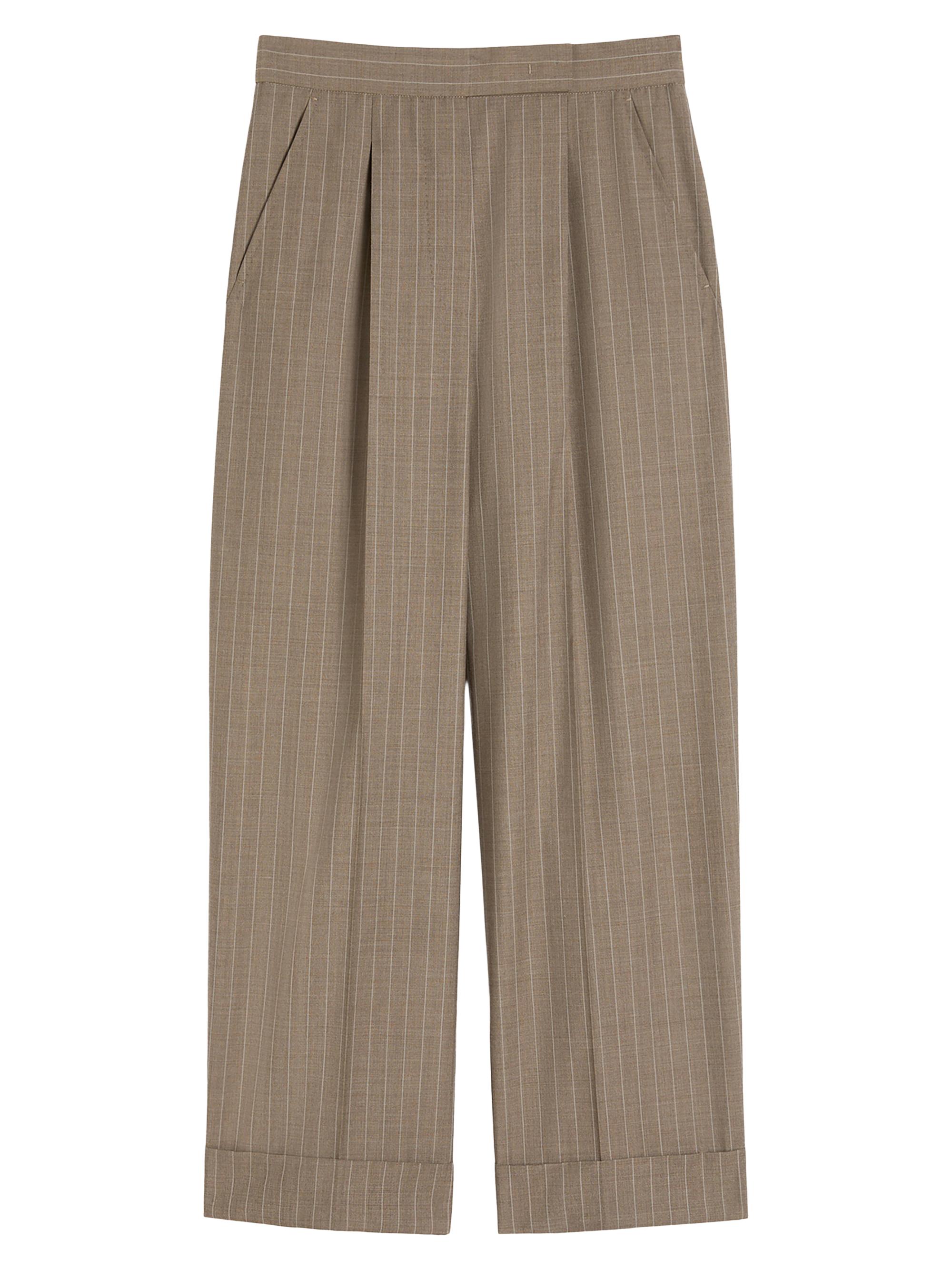 Max Mara Women's Pinstripe Wool Trousers - Hazelnut Brown