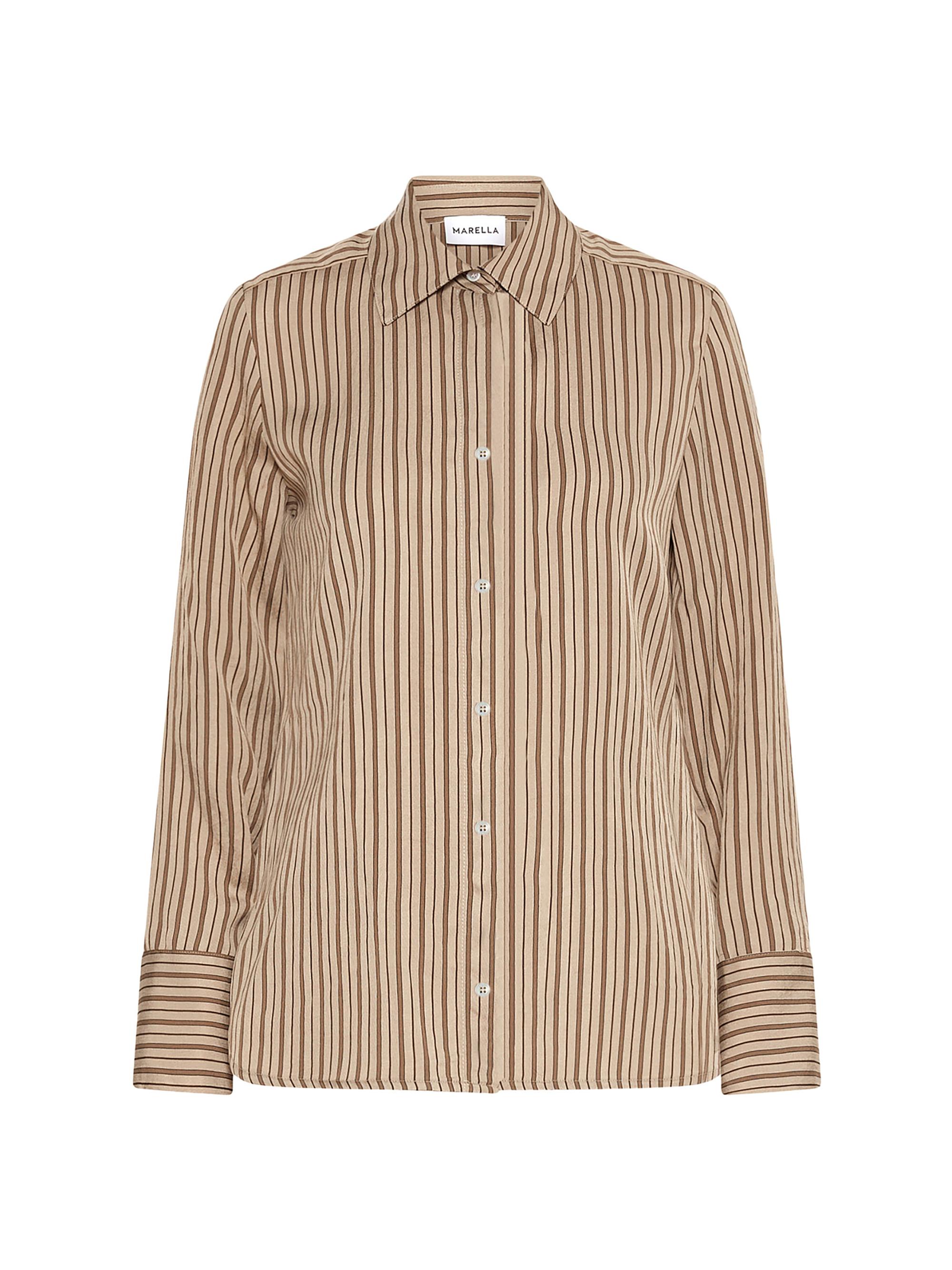 Marella Women's Shiny Viscose Shirt - Hazelnut Brown