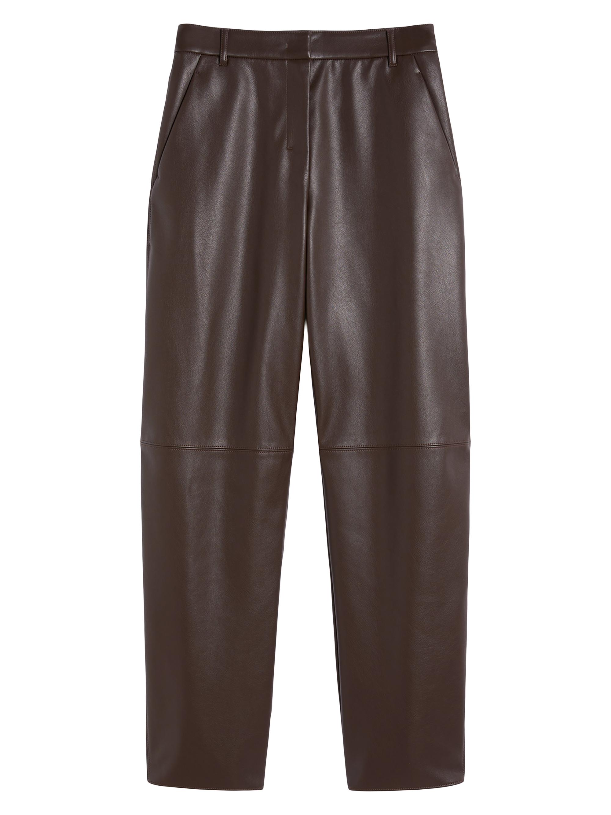 Max Mara Women's Coated Fabric Barrel Leg Trousers - Chocolate