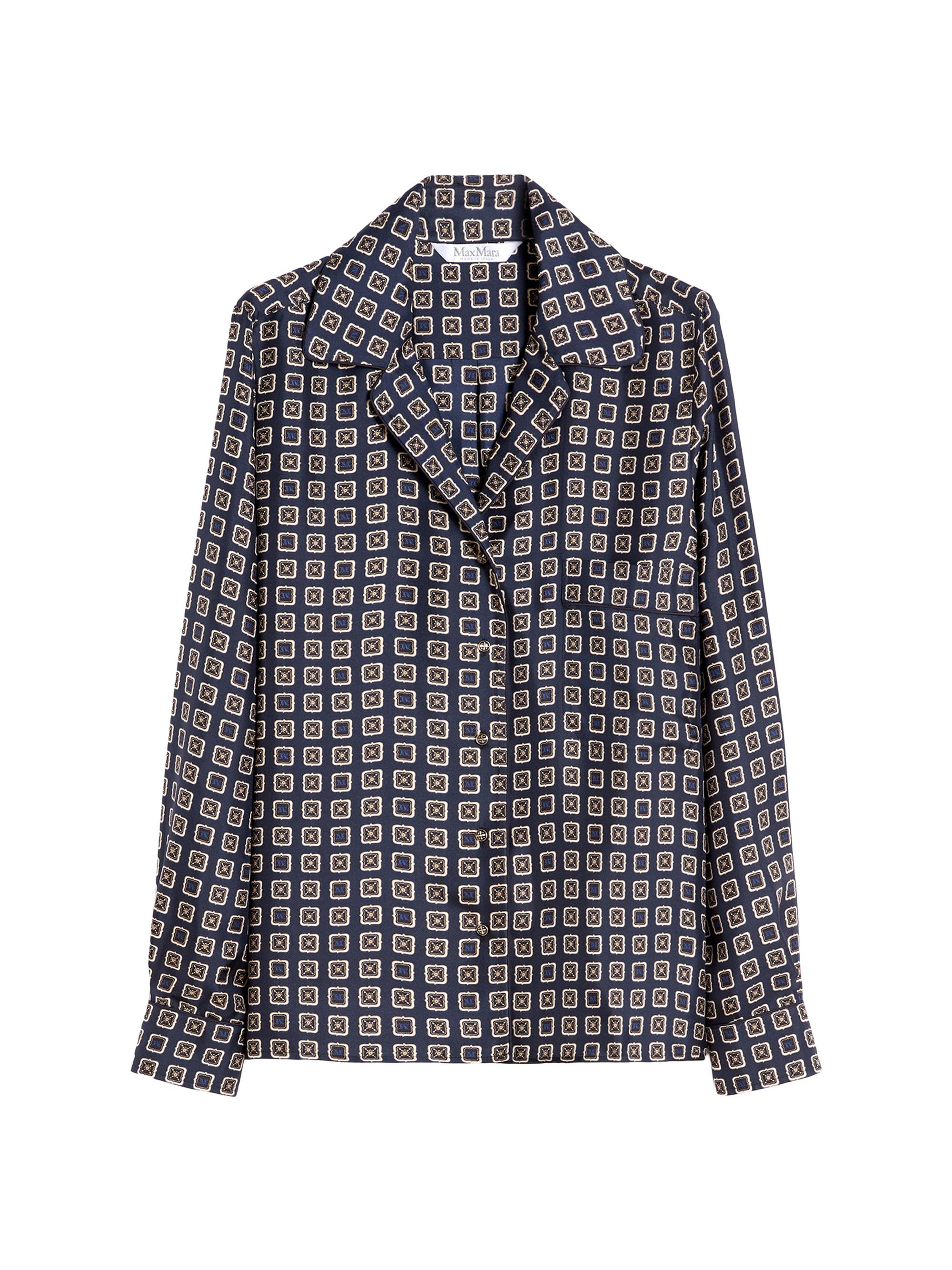 Max Mara Women's Semi Fitted Printed Silk Shirt - Ultramarine