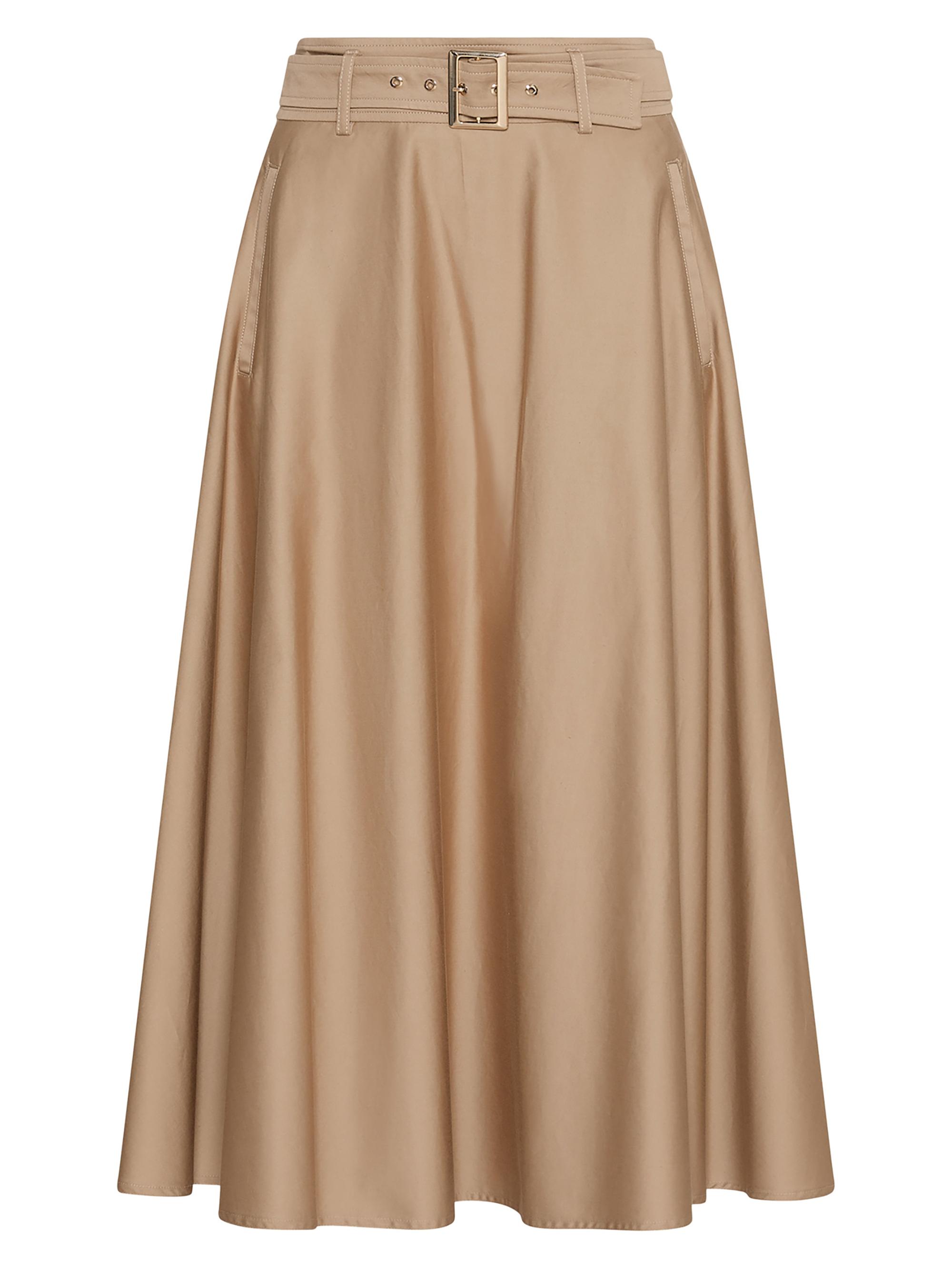 Marella Women's Water Repellent Stretch Cotton Satin Skirt - Natural