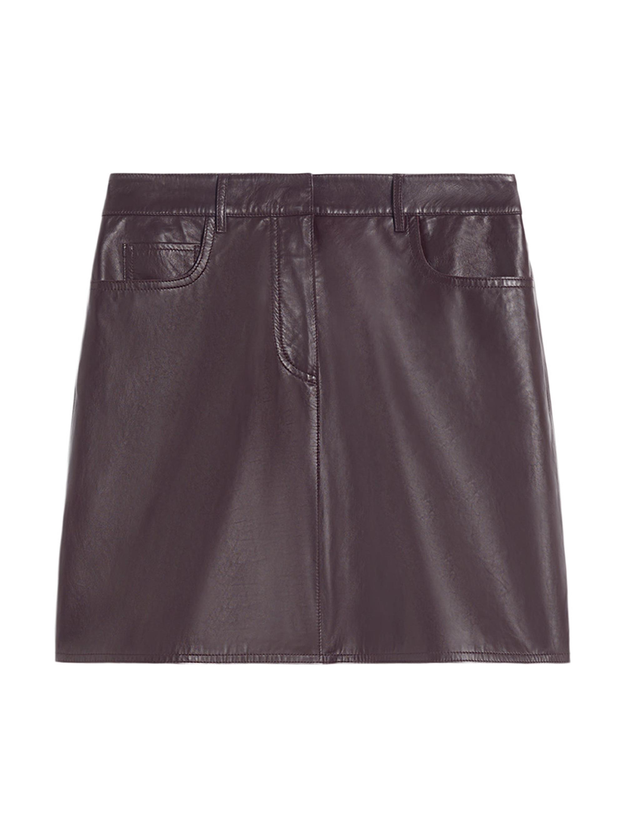 Weekend Max Mara Women's Short Leather Skirt - Bordeaux