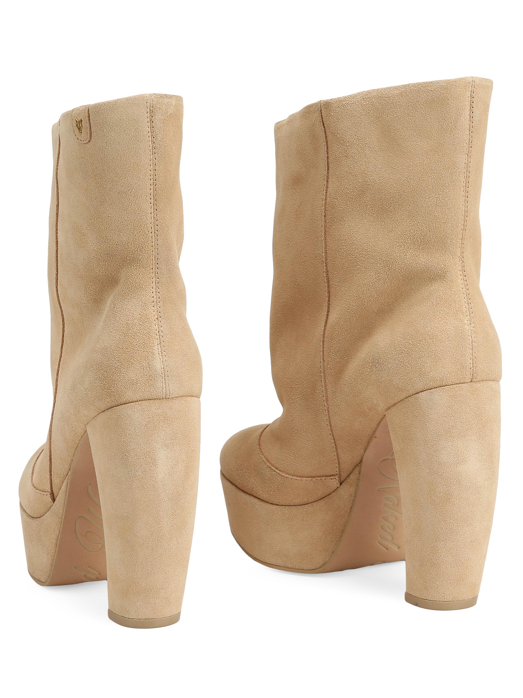 Naked Wolfe Women's Dancer Suede Ankle Boots - Beige - side view in Beige