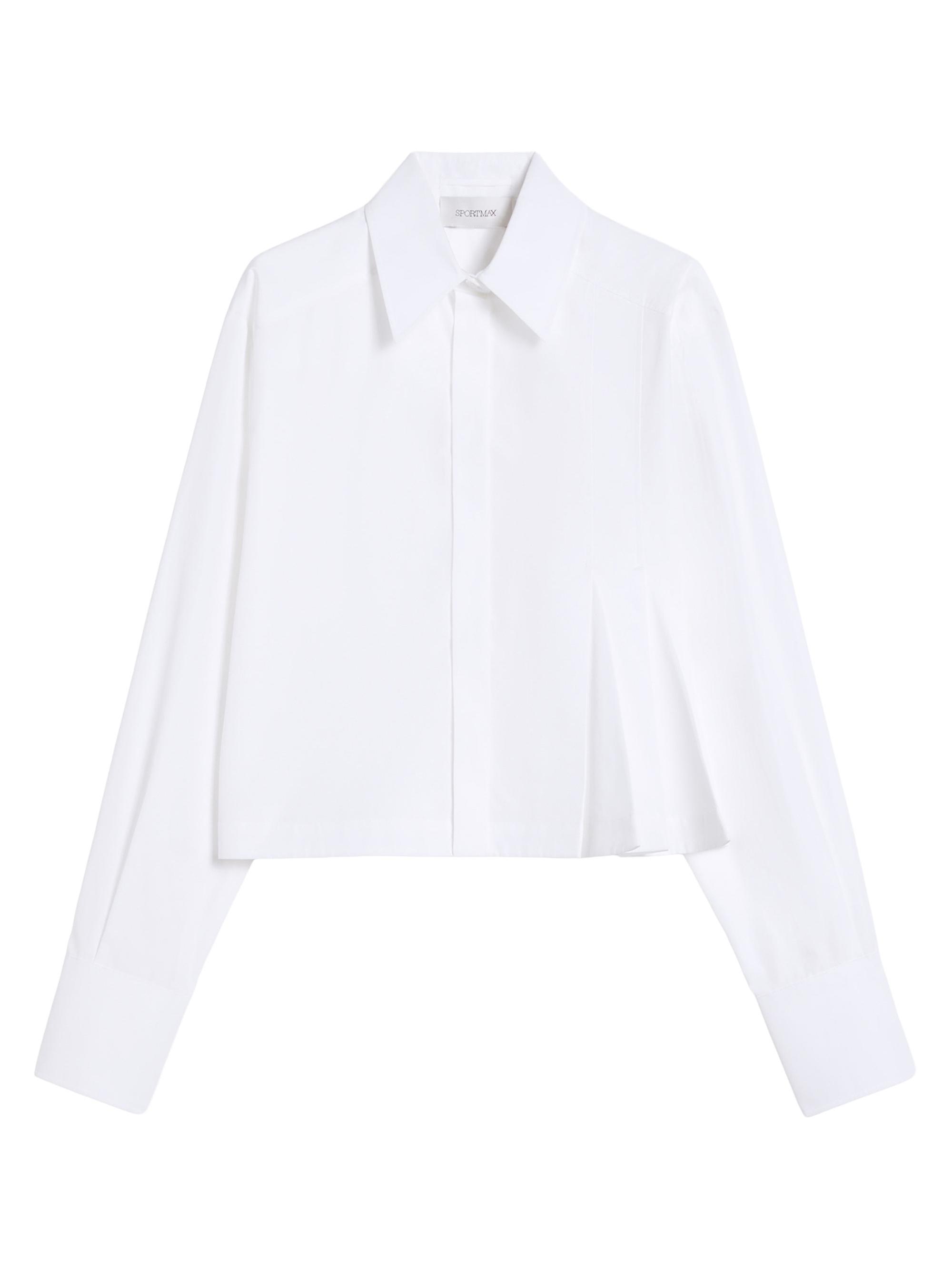 Sportmax Women's Cropped Poplin Shirt with Asymmetrical Pleats - Optical White