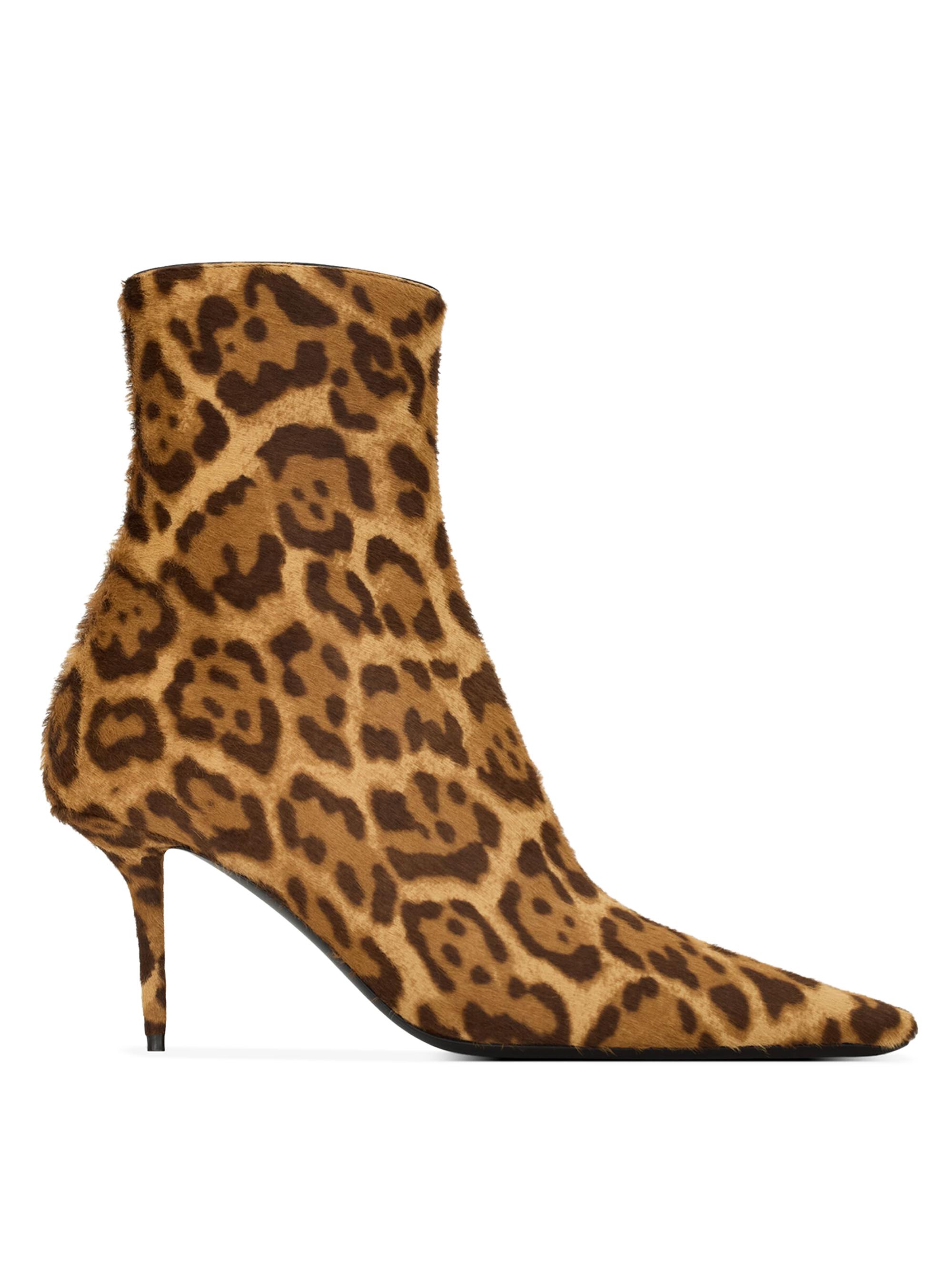 Saint Laurent Women's Ashley Booties in Pony Hair Leather - Leopard