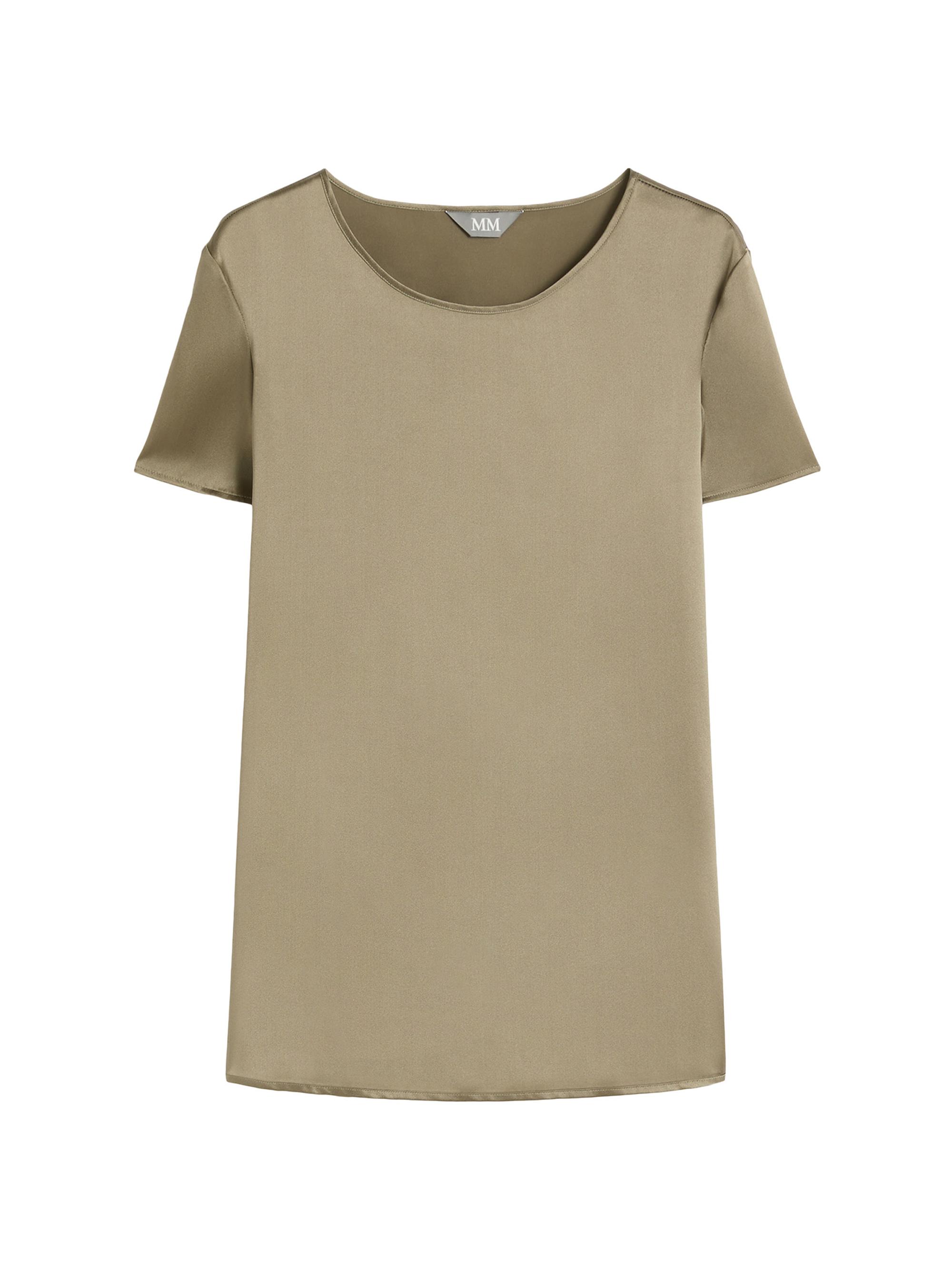 MM Max Mara Women's Silk Satin T-Shirt - Horn Grey Green