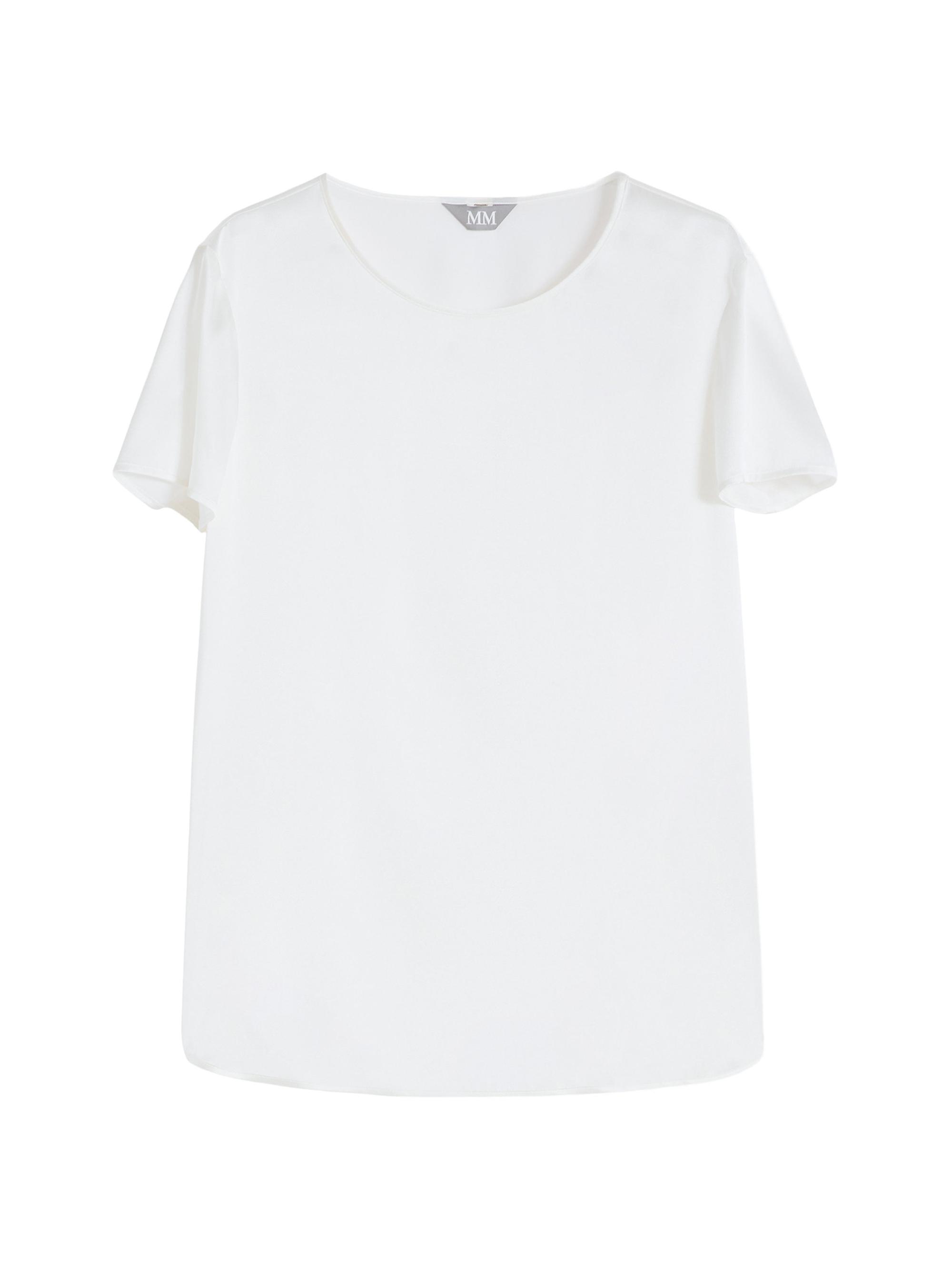 MM Max Mara Women's Silk Satin T-Shirt - White