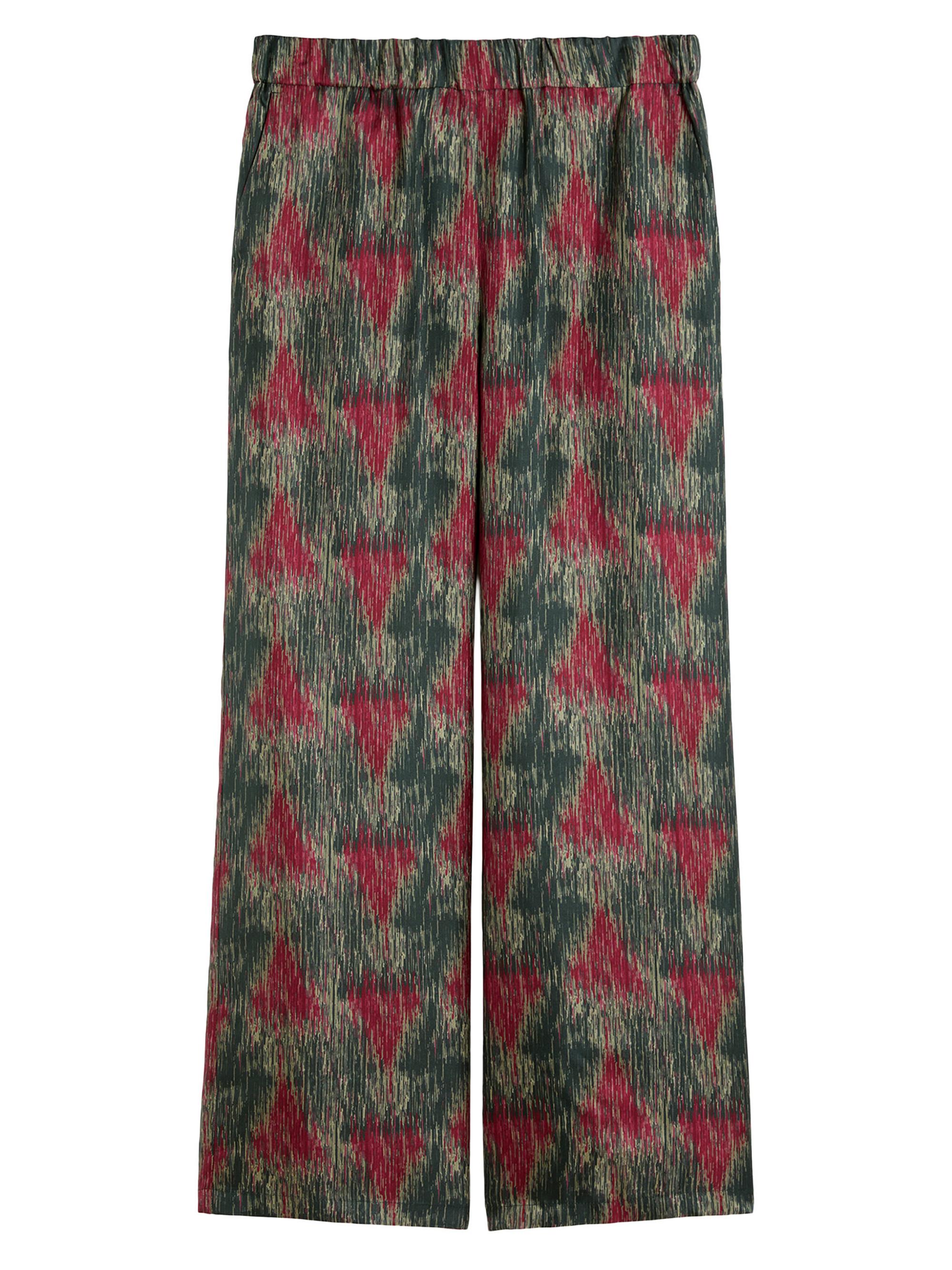 MM Max Mara Women's Printed Silk Palazzo Trousers - Dark Grey