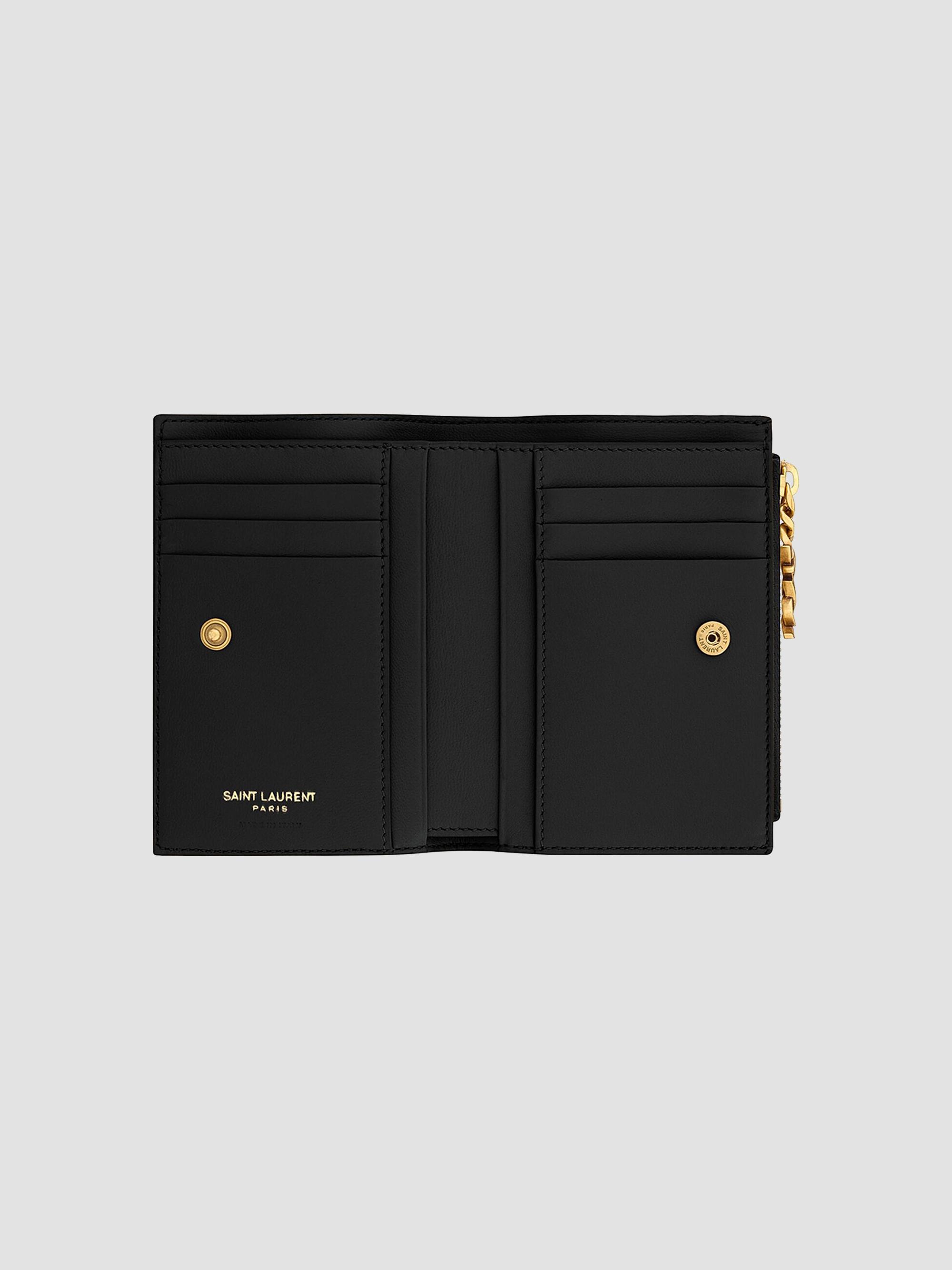 Saint Laurent Cassandre Bijou Bi-Fold Wallet in Grain De  display picture 1