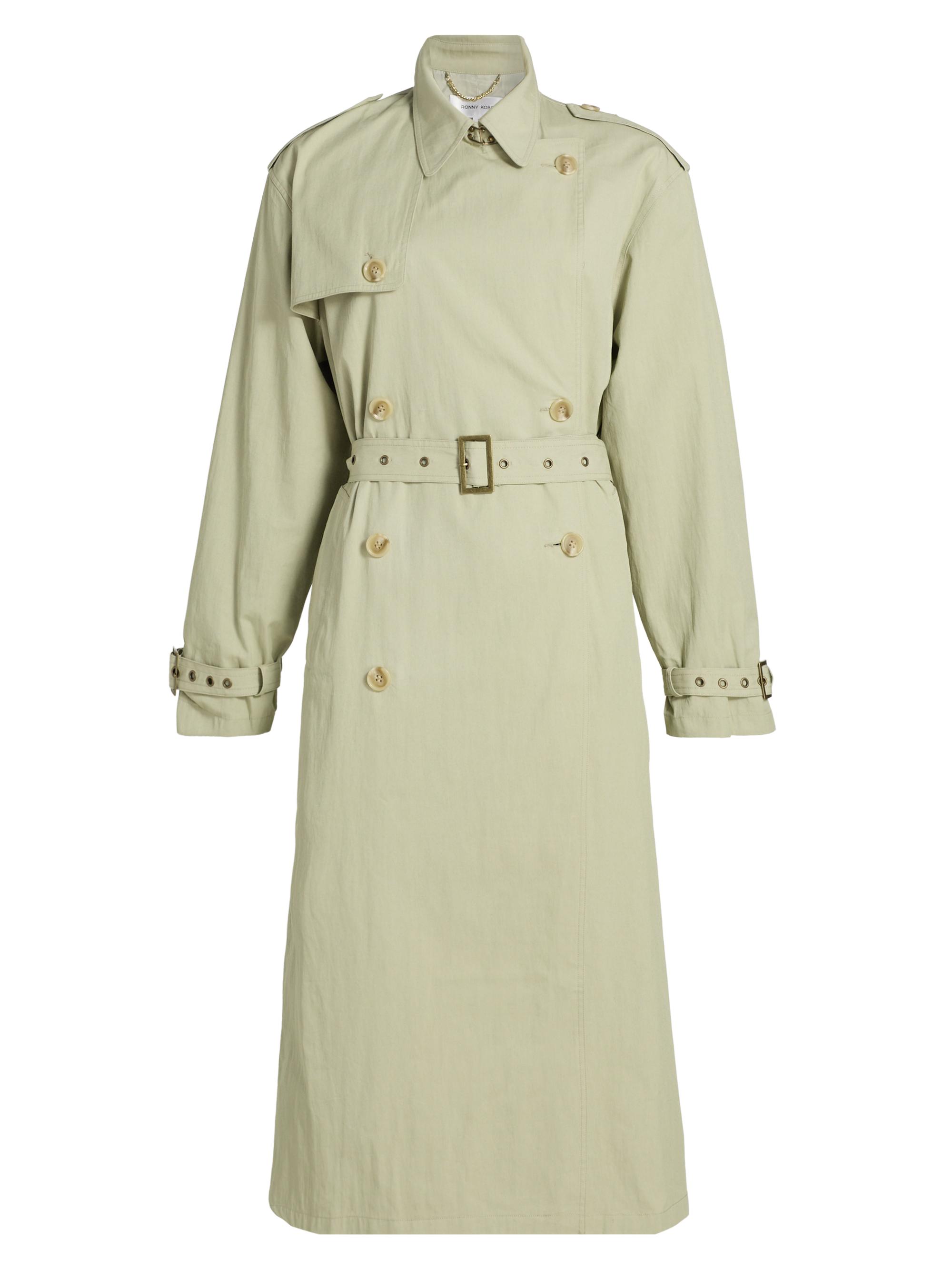 Ronny Kobo Women's Cohen Double-Breasted Belted Raincoat - Sage