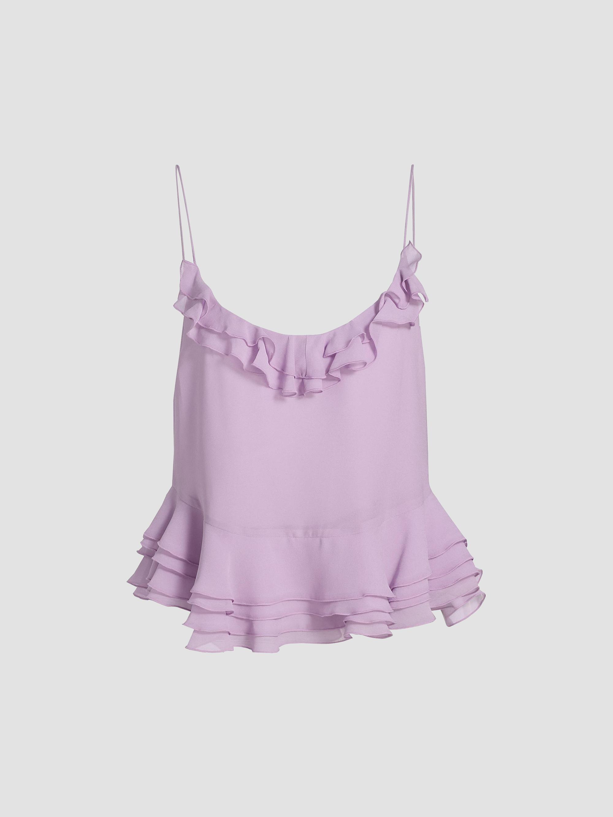 Ronny Kobo Women's Meritta Ruffled Chiffon Top - Hydrangea - Size Large