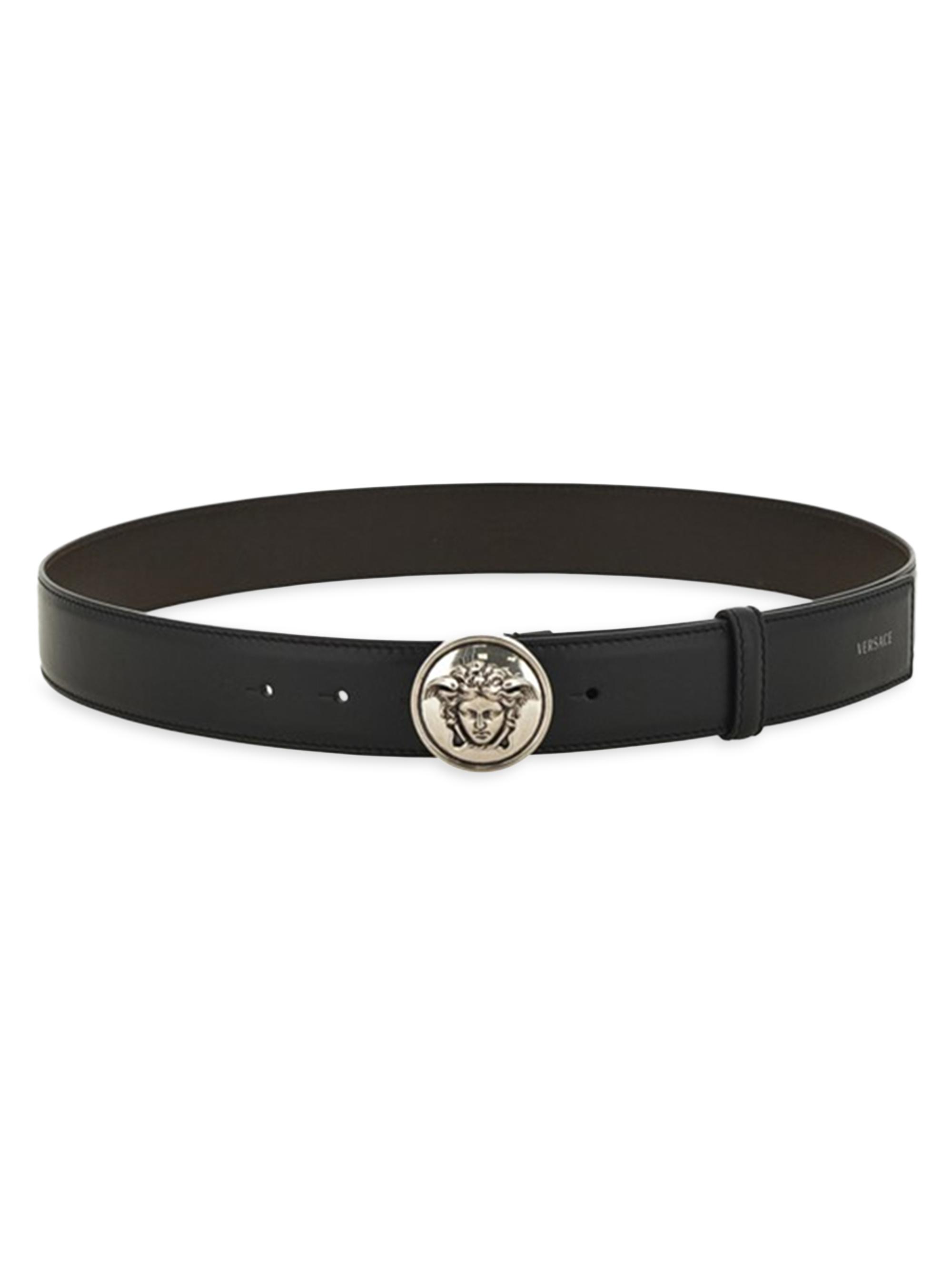Versace Women's Medusa Leather Belt - Black Gold - Women's Accessories