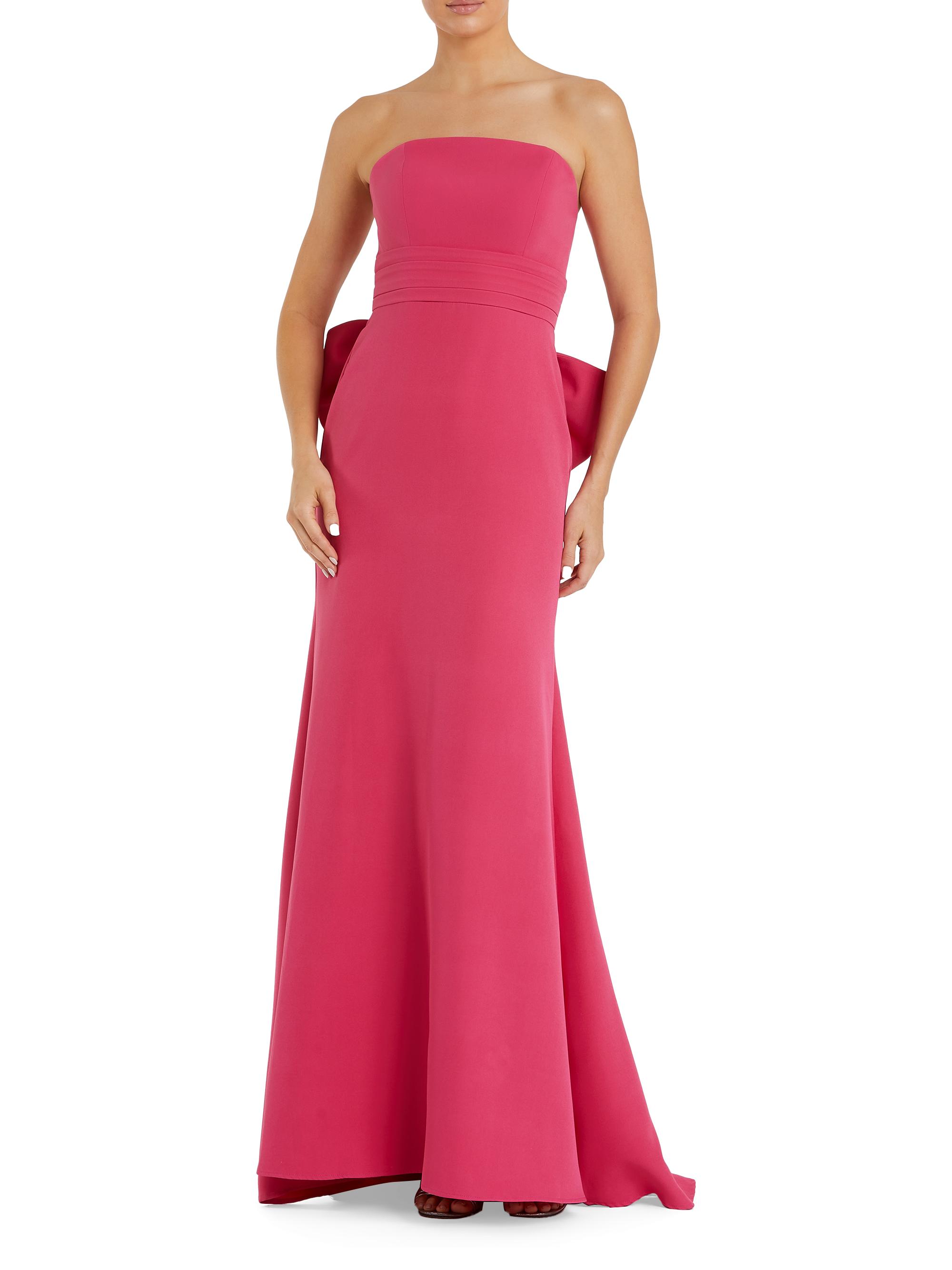Mac Duggal Women's Crepe Bow Strapless Gown - Hot Pink