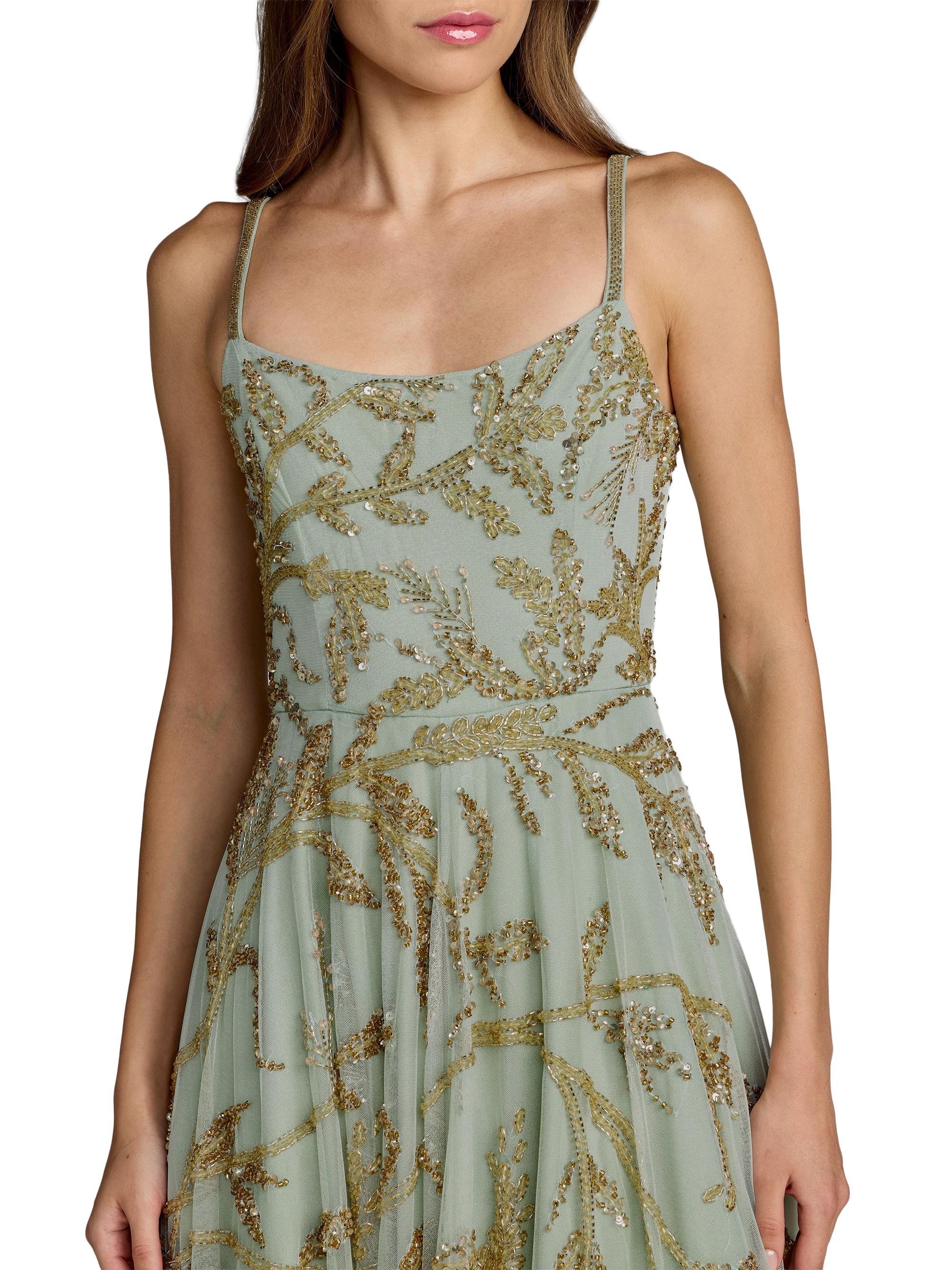Mac Duggal Embellished Mesh Midi-Dress | Saks Fifth Avenue