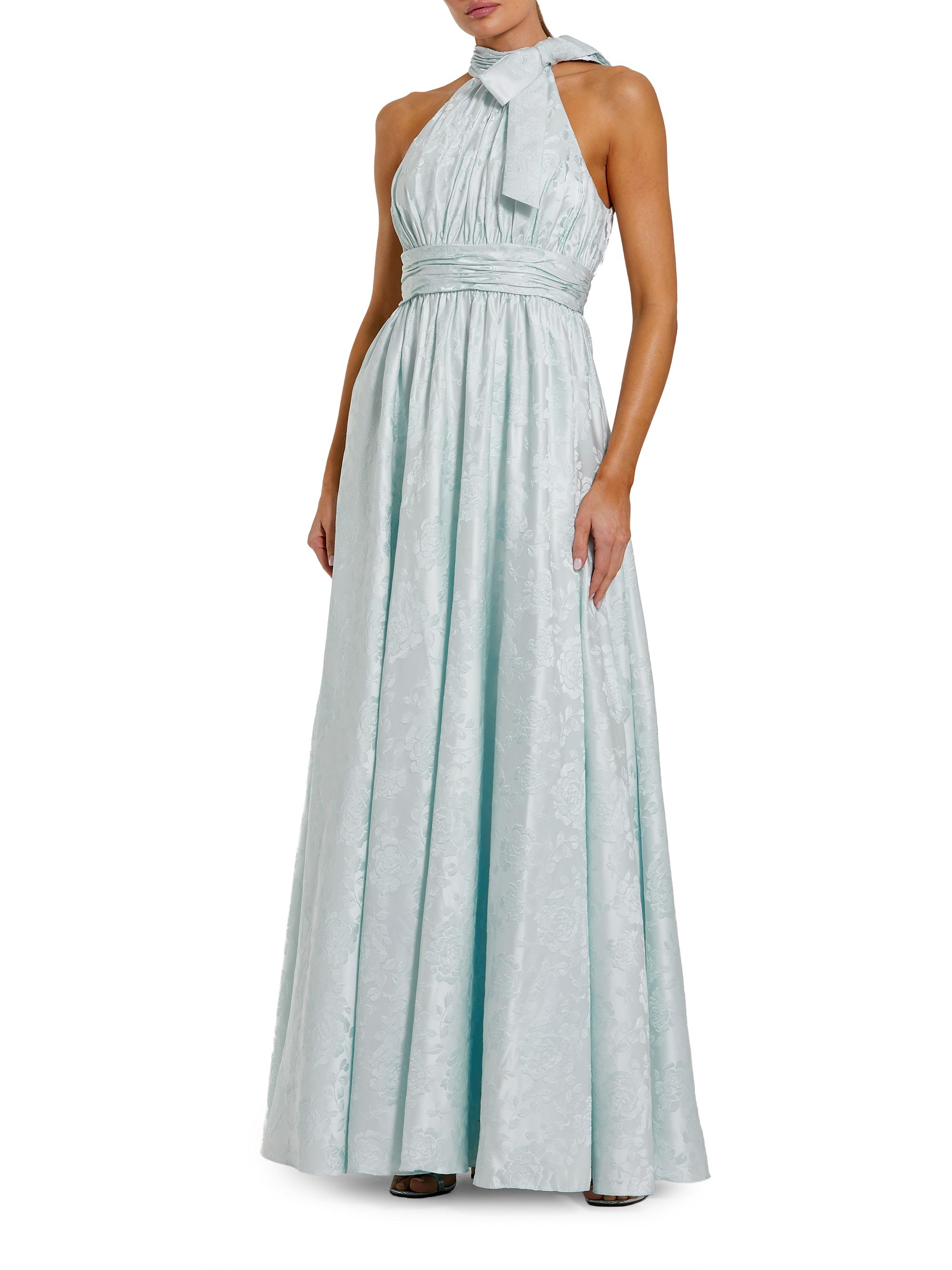 Mac Duggal Women's Floral Brocade Halterneck Gown - Powder Blue