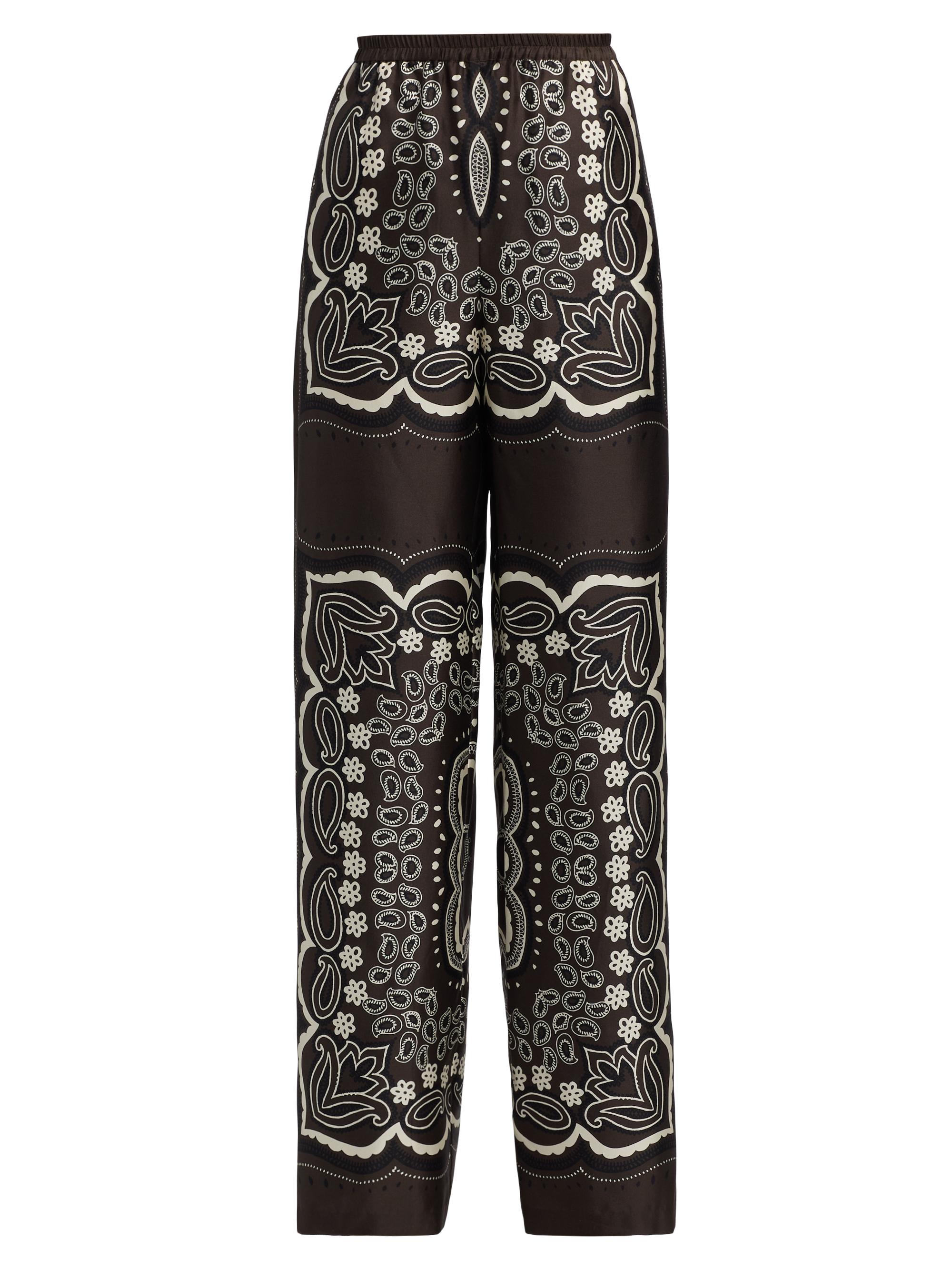 Nili Lotan Women's Morgan Silk Bandana Pants - Brown  Bandana Print