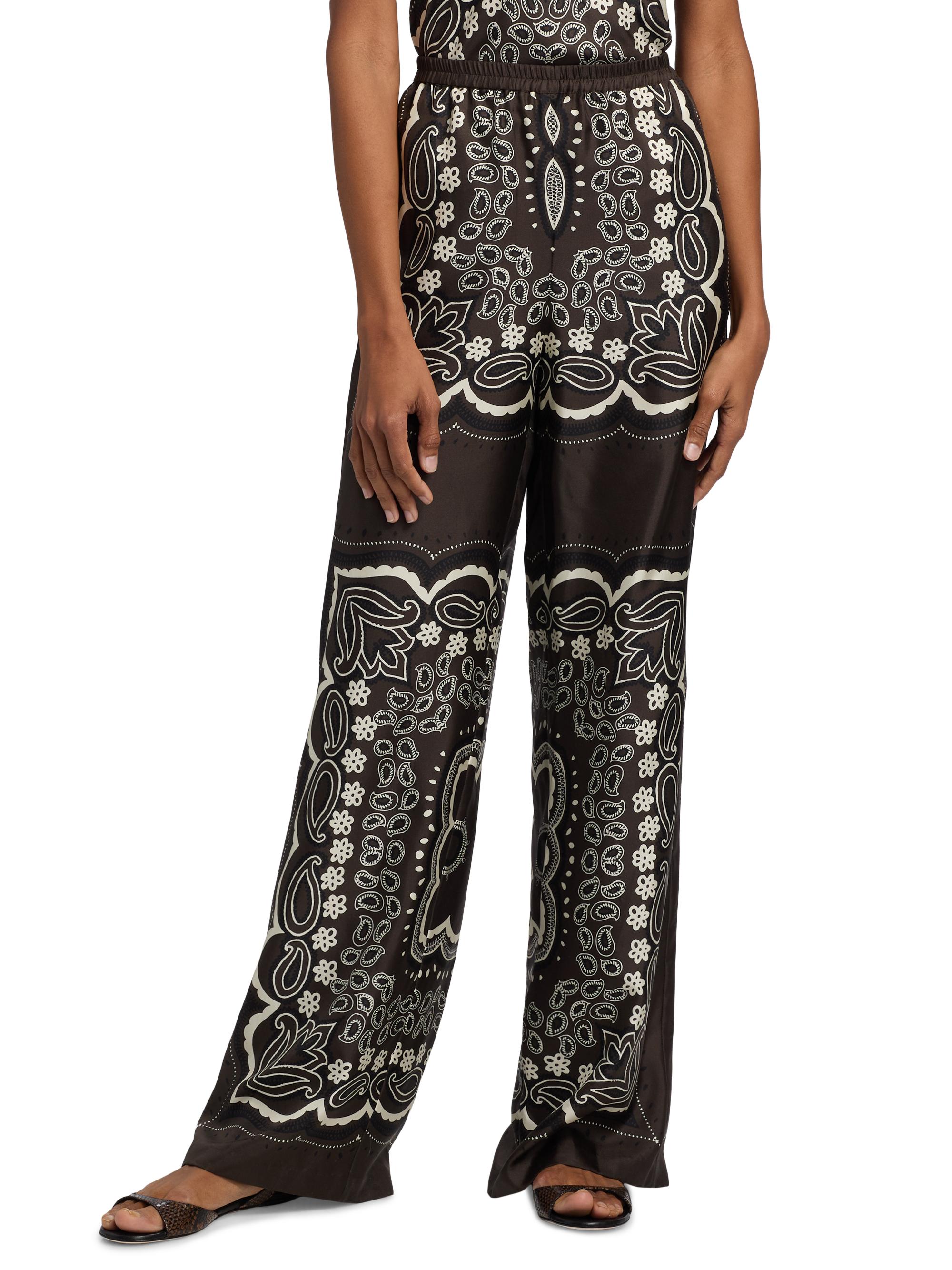 Nili Lotan Women's Morgan Silk Bandana Pants - Brown  Bandana Print | Thumbnail 3