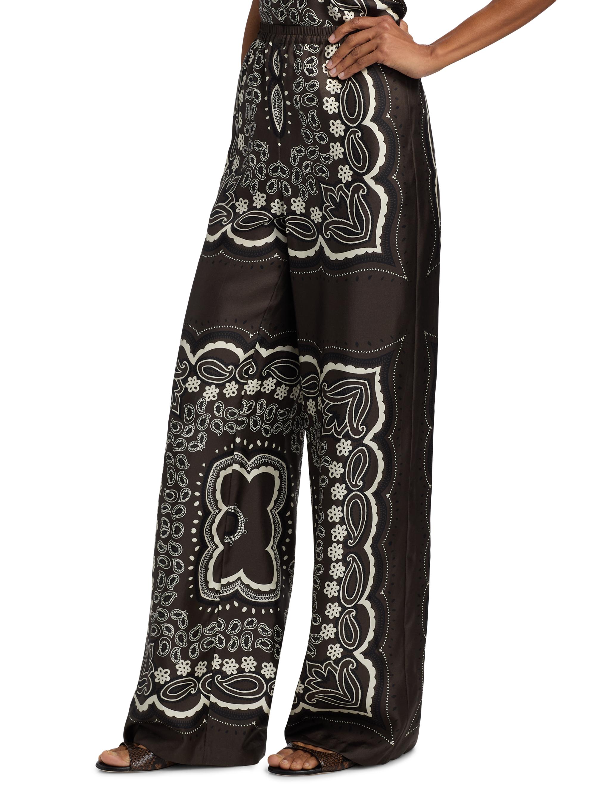Nili Lotan Women's Morgan Silk Bandana Pants - Brown  Bandana Print | Thumbnail 4