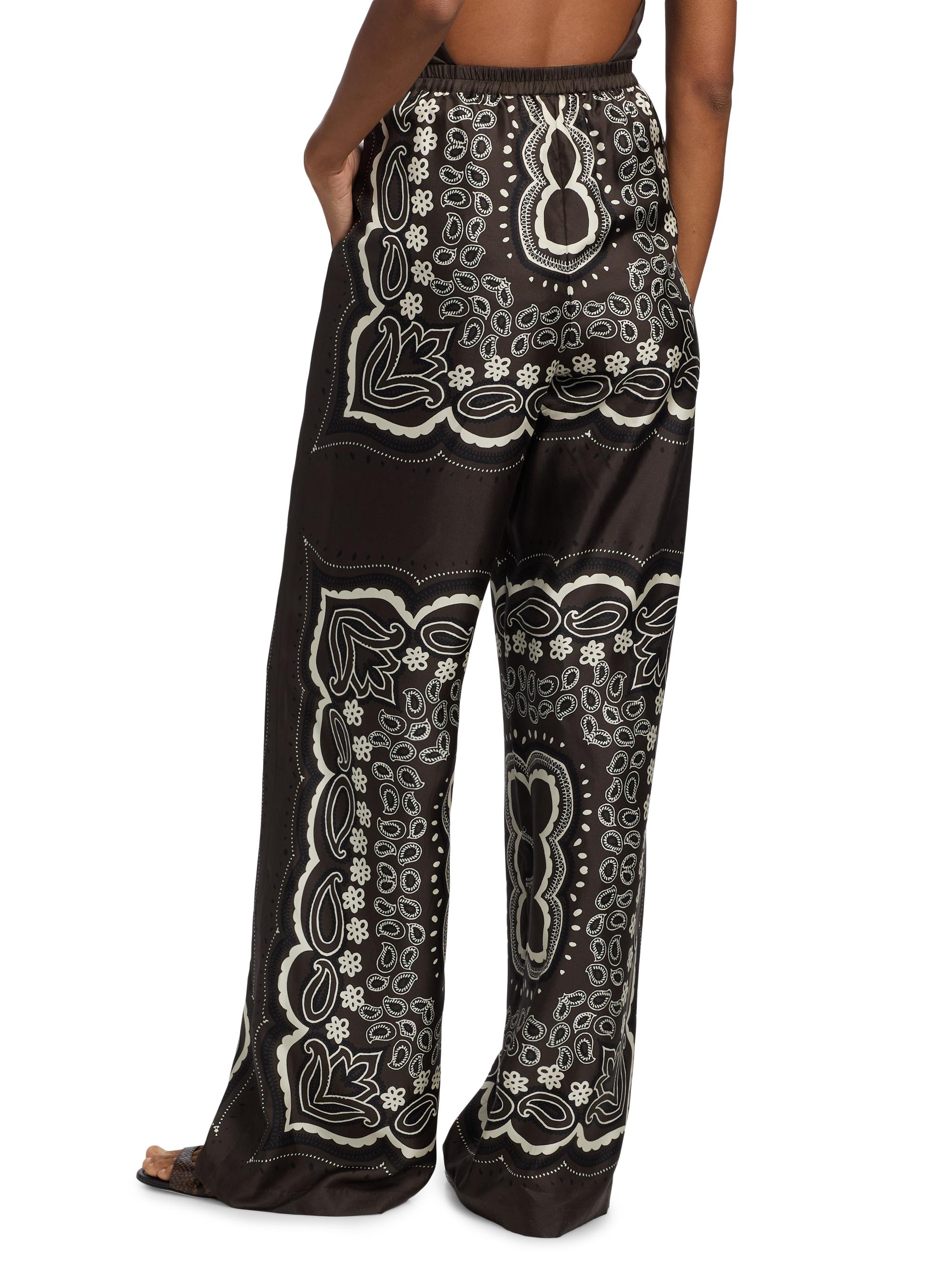 Nili Lotan Women's Morgan Silk Bandana Pants - Brown  Bandana Print | Thumbnail 5