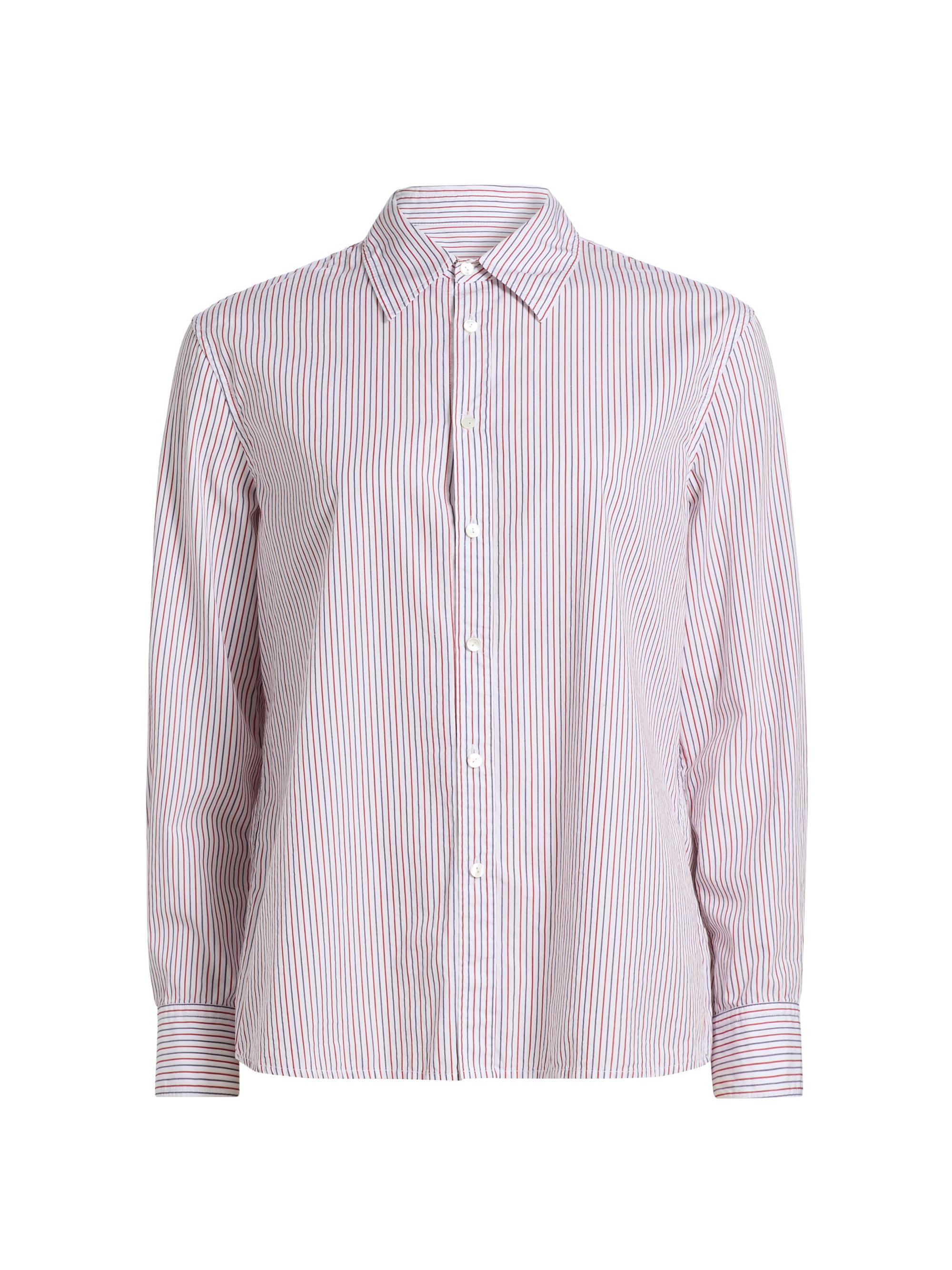 Nili Lotan Women's Raphael Striped Classic Button-Front Shirt - Red Blue Stripe