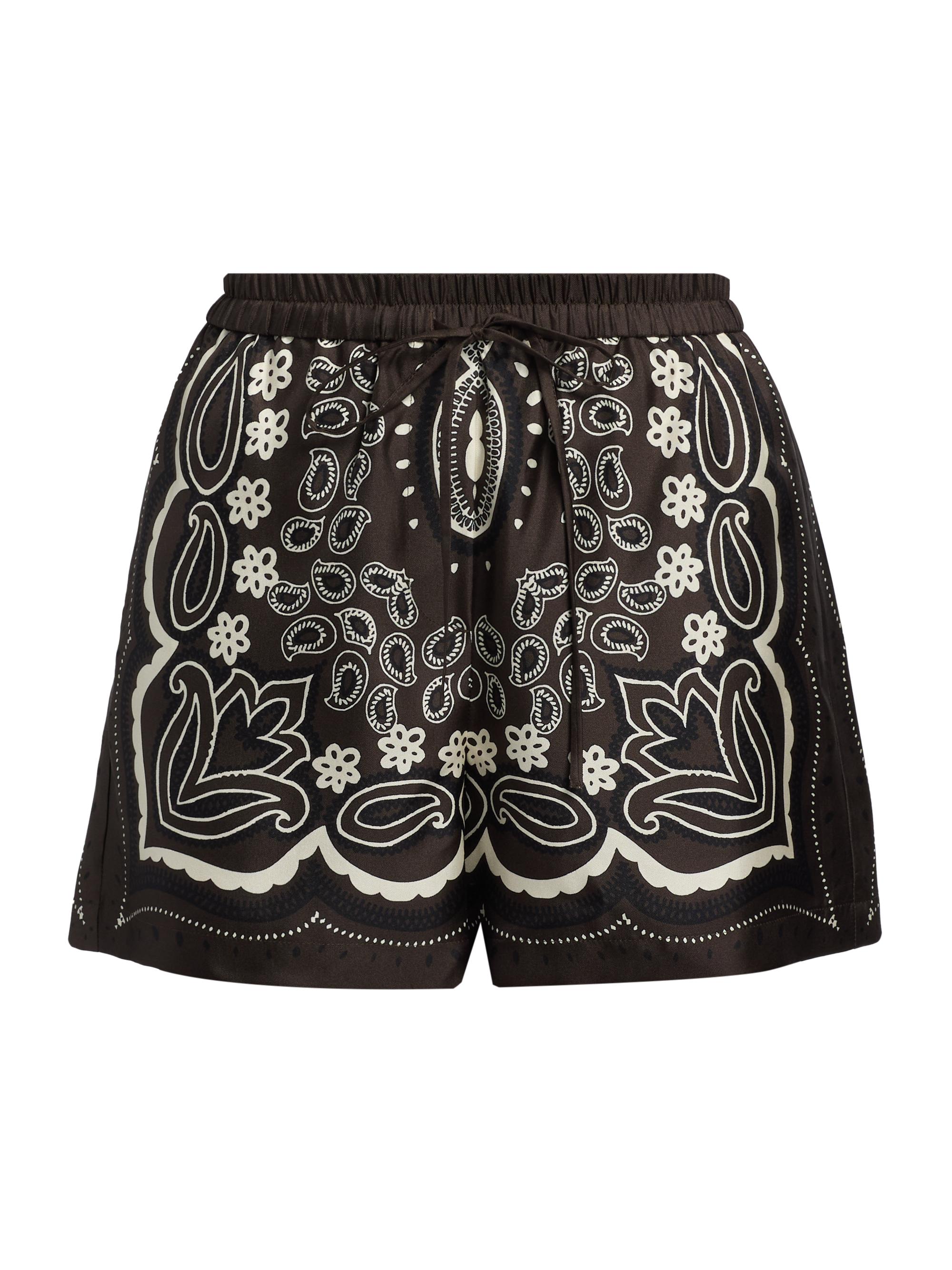 Nili Lotan Women's Frances Silk Bandana Shorts - Brown  Bandana Print - Women's Clothing