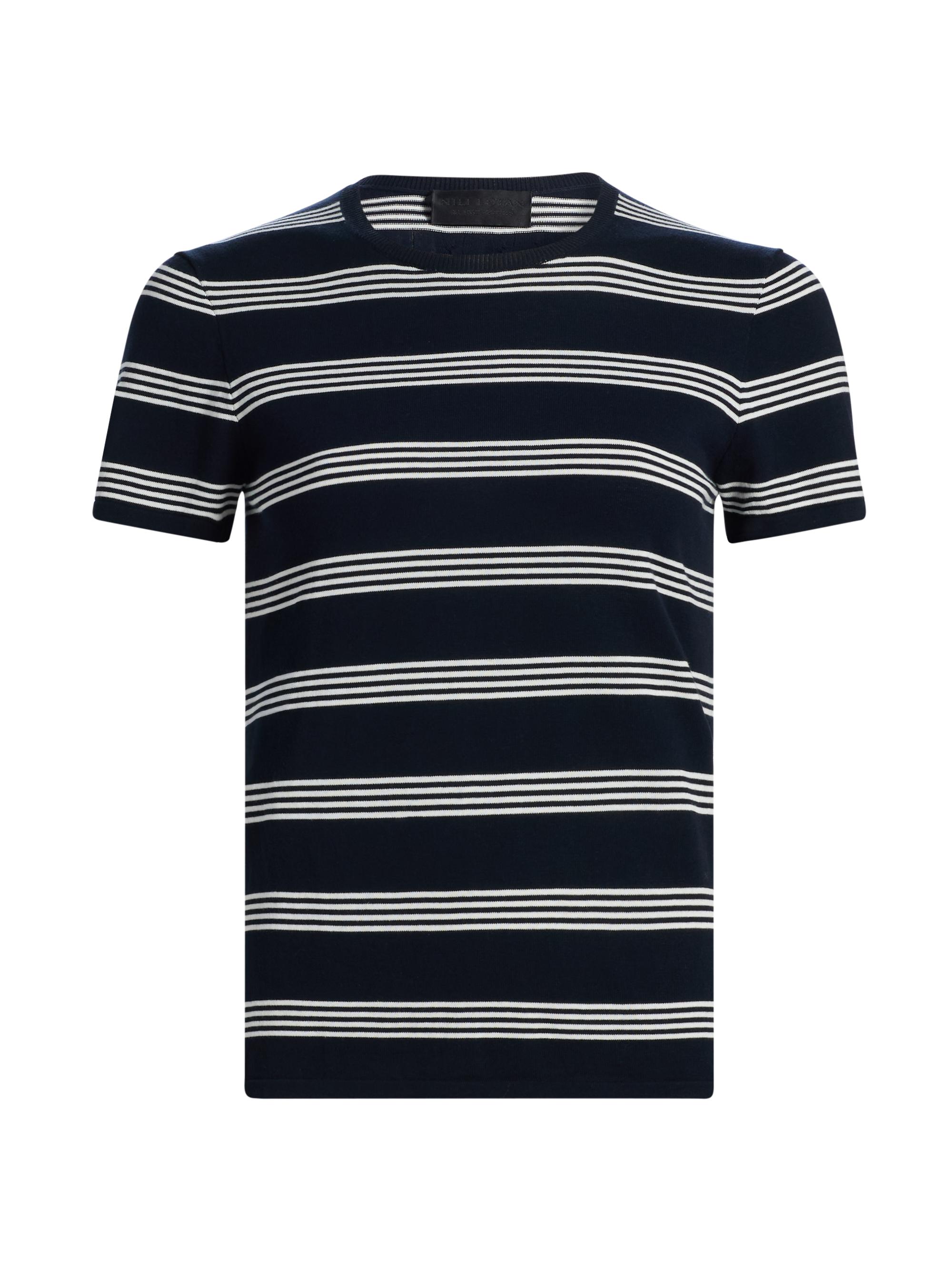 Nili Lotan Women's Lanise Striped Short-Sleeve Sweater - Dark Navy  Stripe