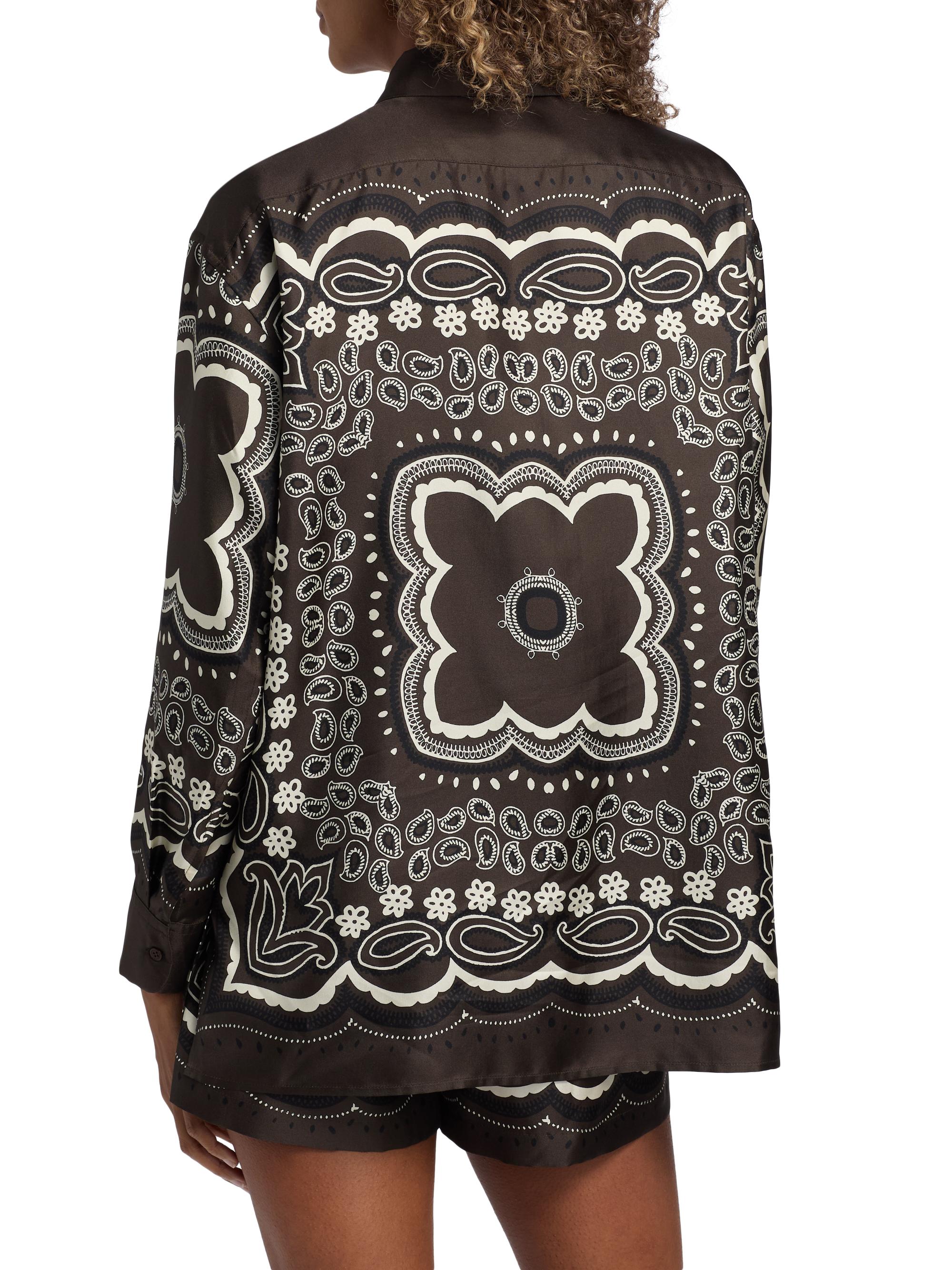 Nili Lotan Women's Alfie Printed Silk Shirt - Brown  Bandana Print | Thumbnail 5