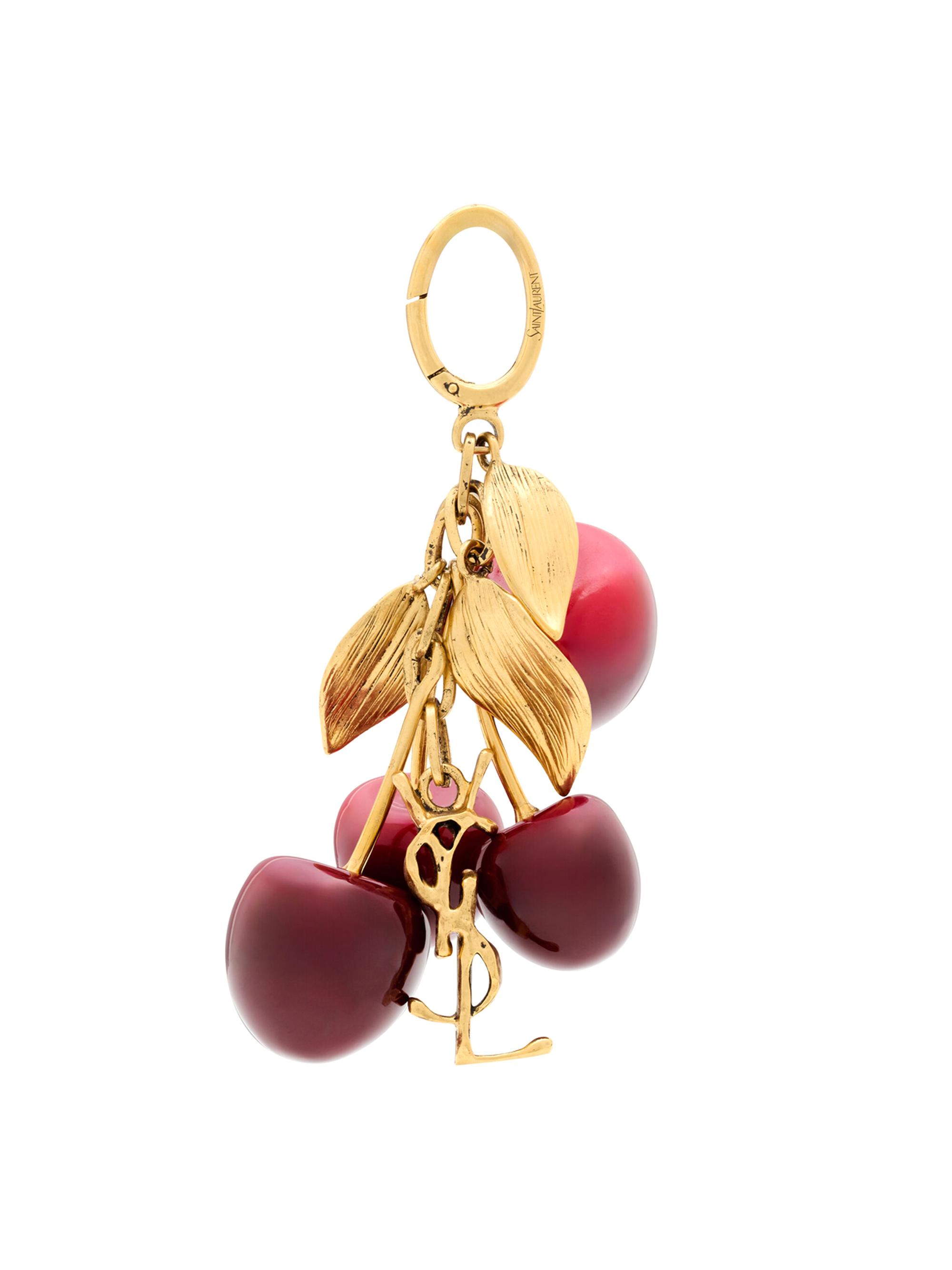 Saint Laurent Women's Cassandre Cherry Bag Charm in Resin and Metal - Burgundy