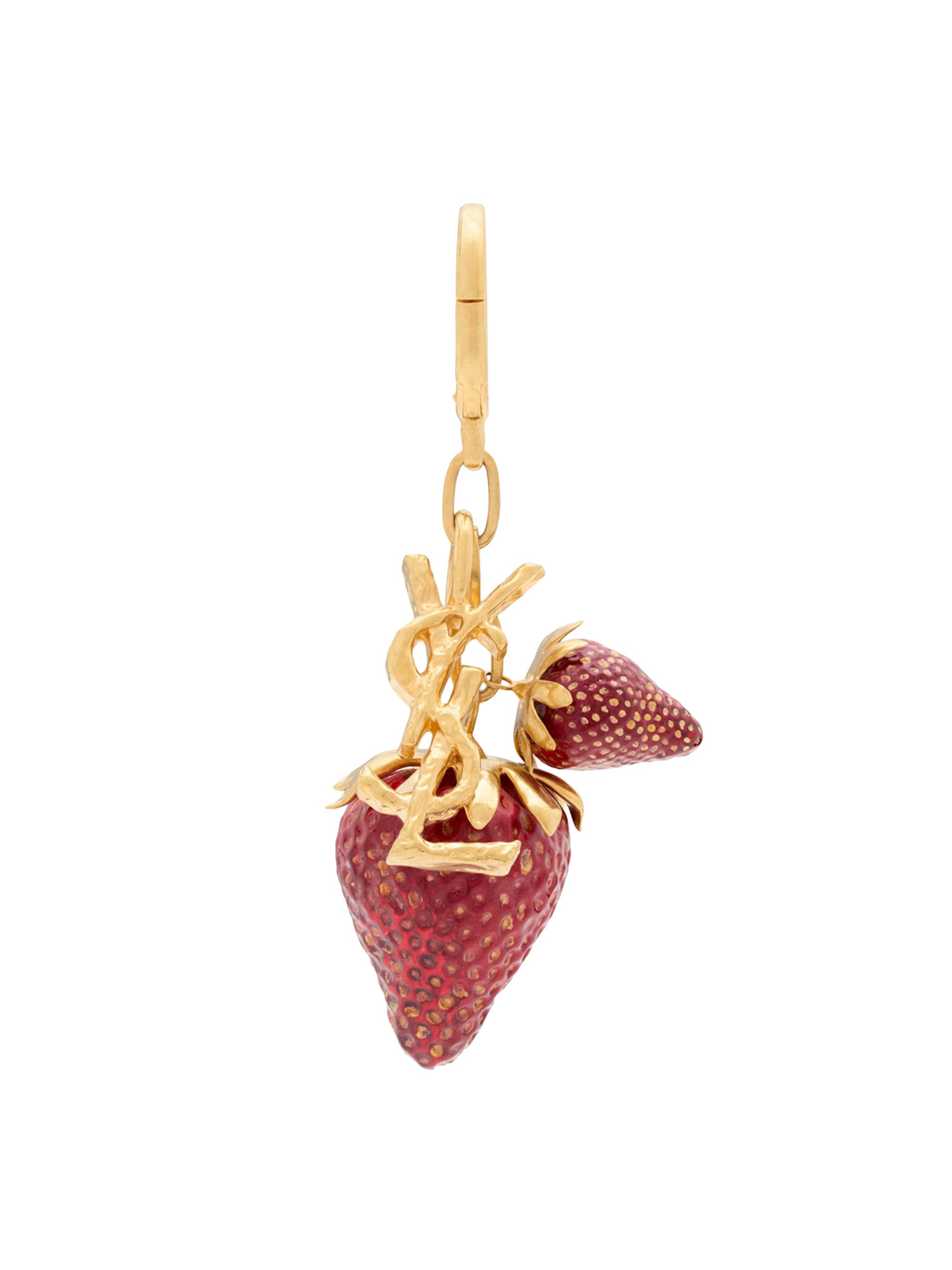 Saint Laurent Women's Cassandre Strawberry Bag Charm in Resin and Metal - Red