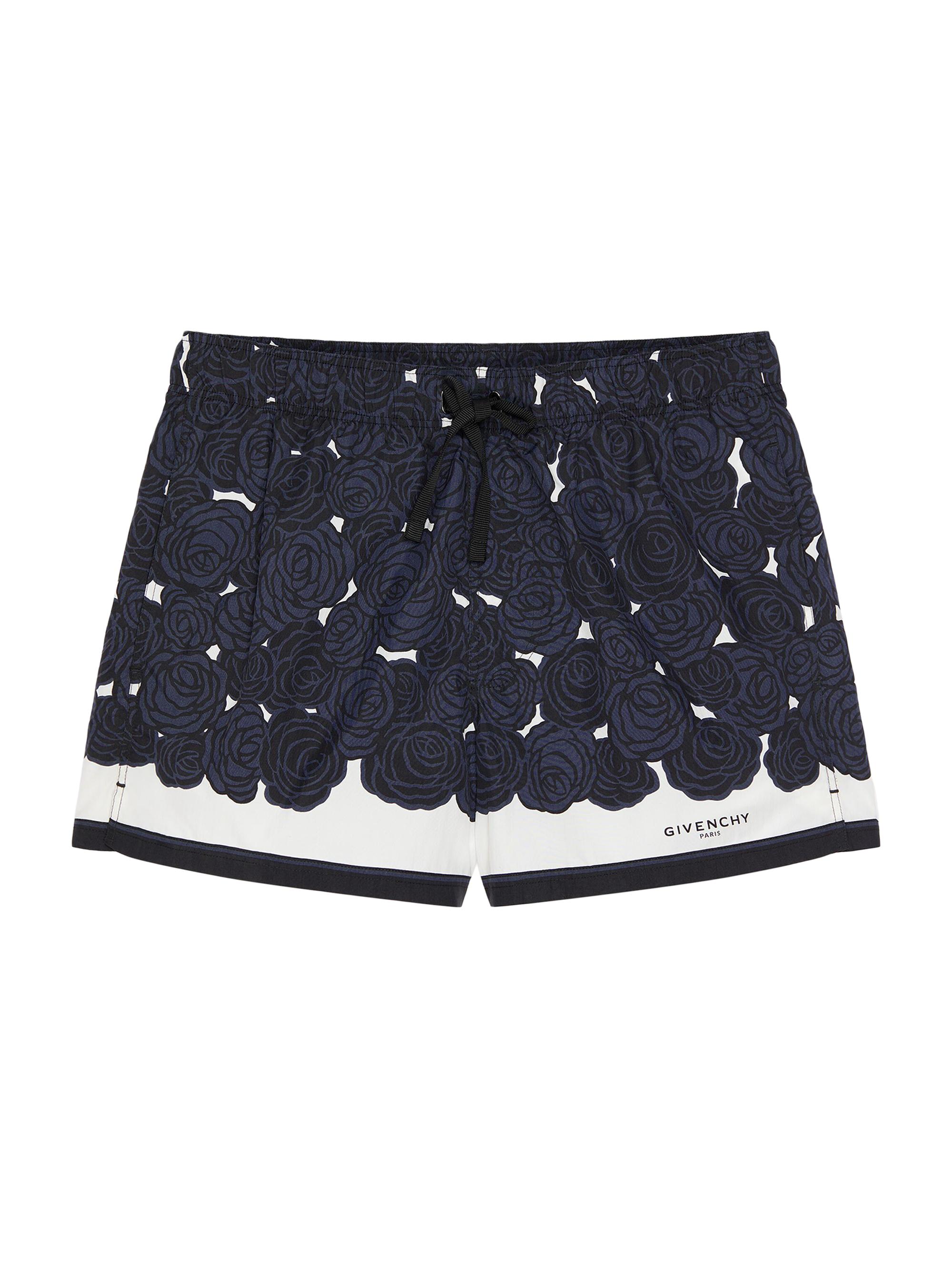 Givenchy Men's Swim Shorts with Flowers Print - Navy