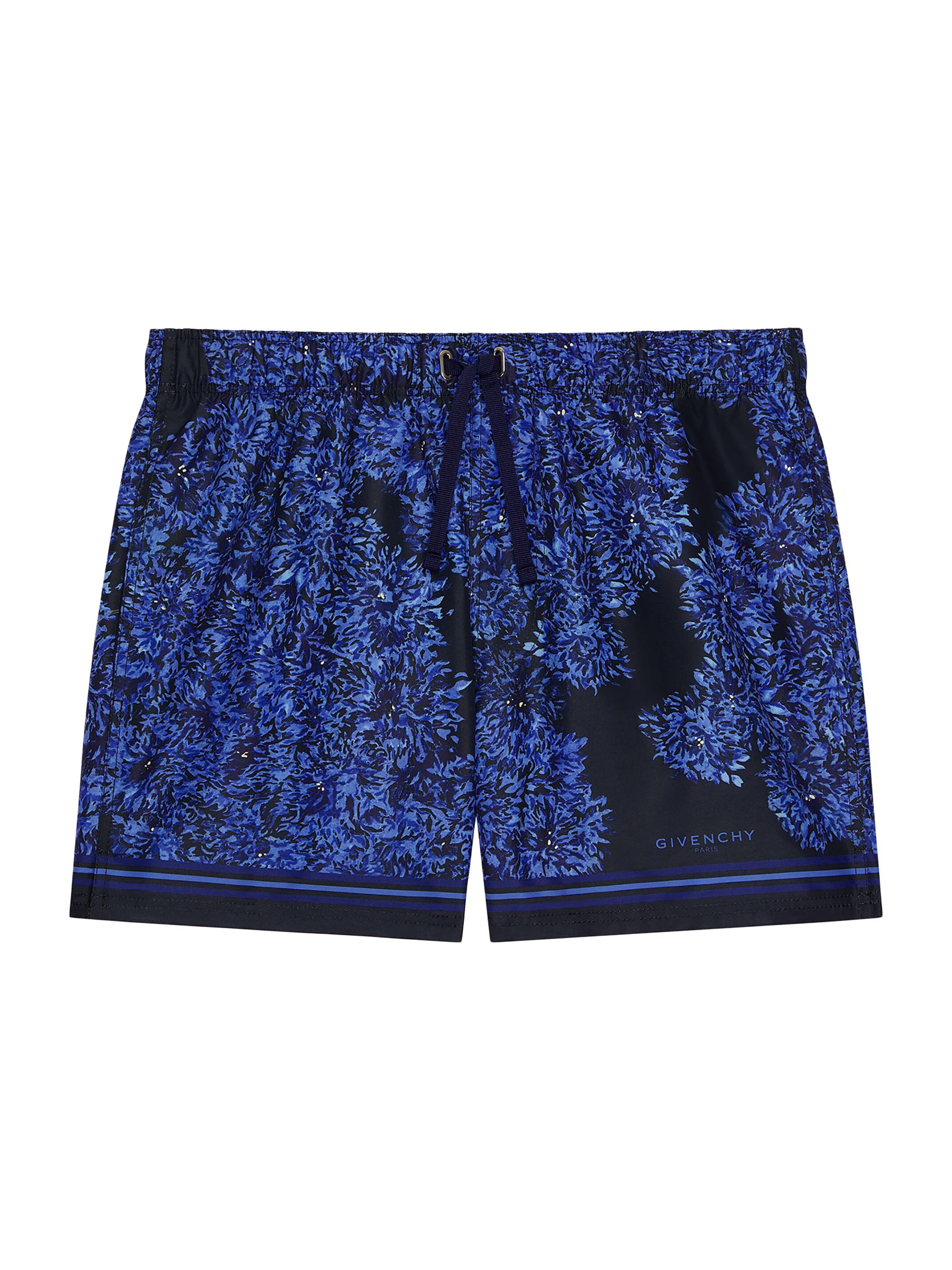 Givenchy Men's Swim Shorts with Flowers Print - Navy Blue