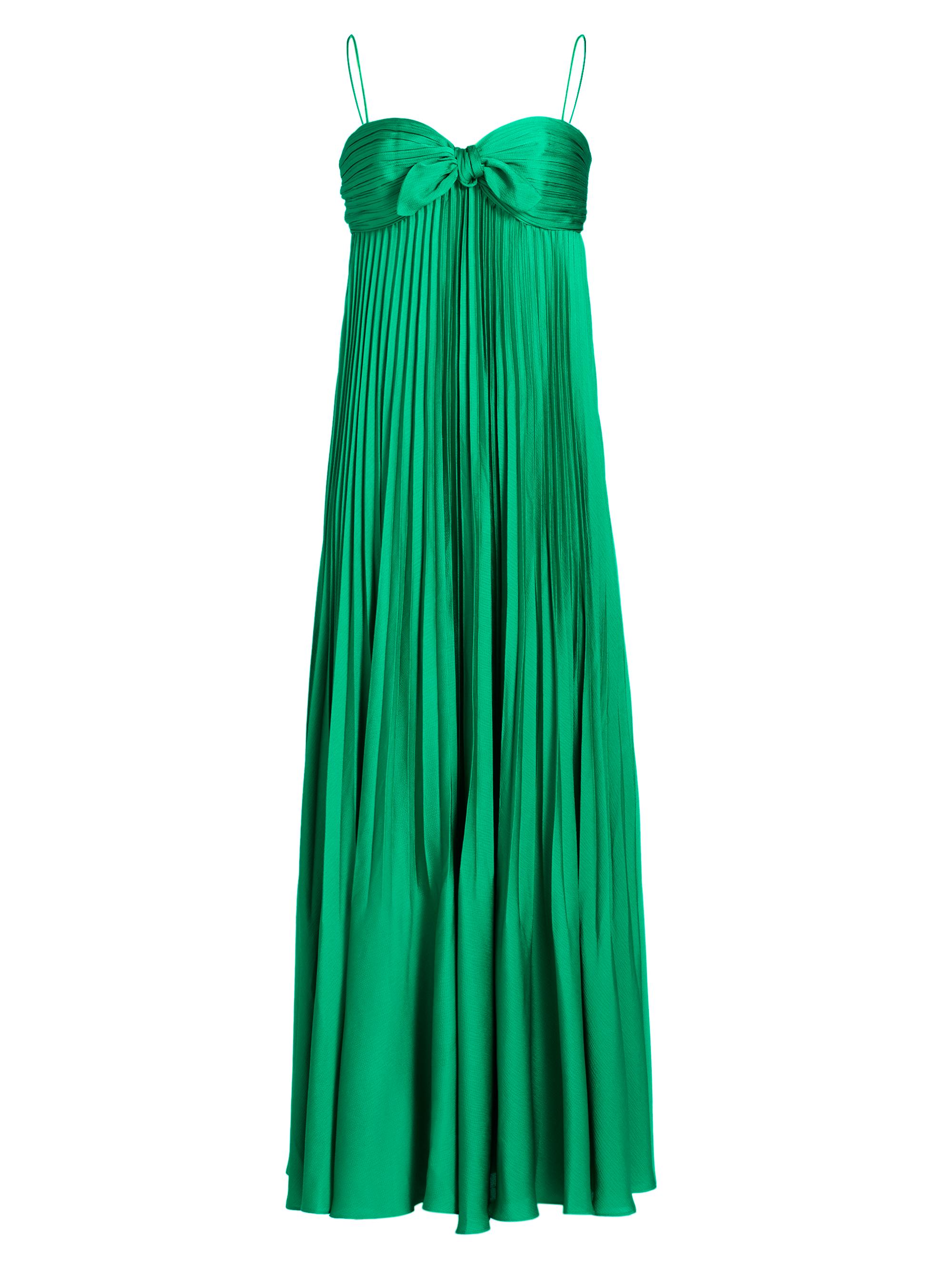 Ungaro Women's Shay Plissé Bow-Accented Gown - Peacock