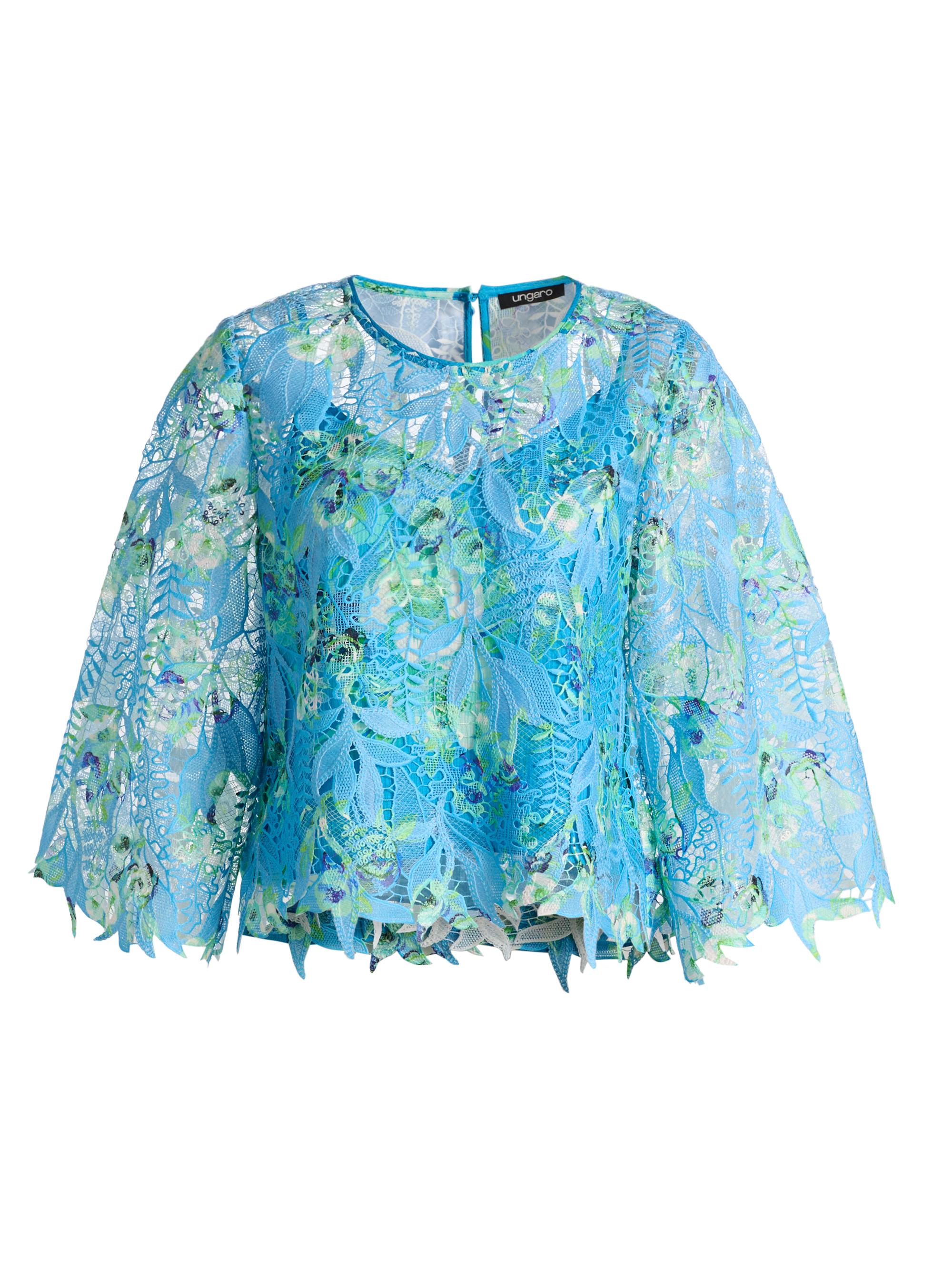Ungaro Women's Parker Printed Lace Blouse - Azure Multi