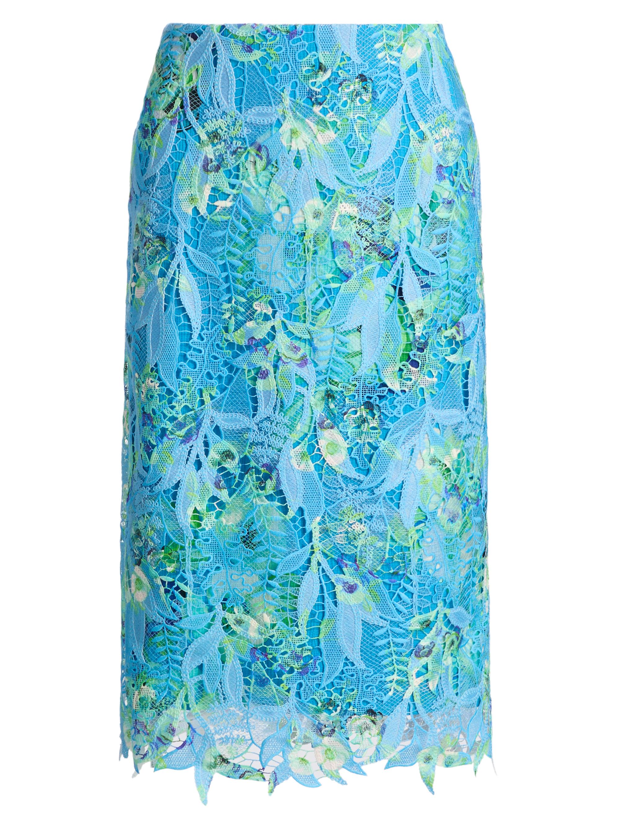 Ungaro Women's Harlow Printed Lace Midi-Skirt - Azure Multi