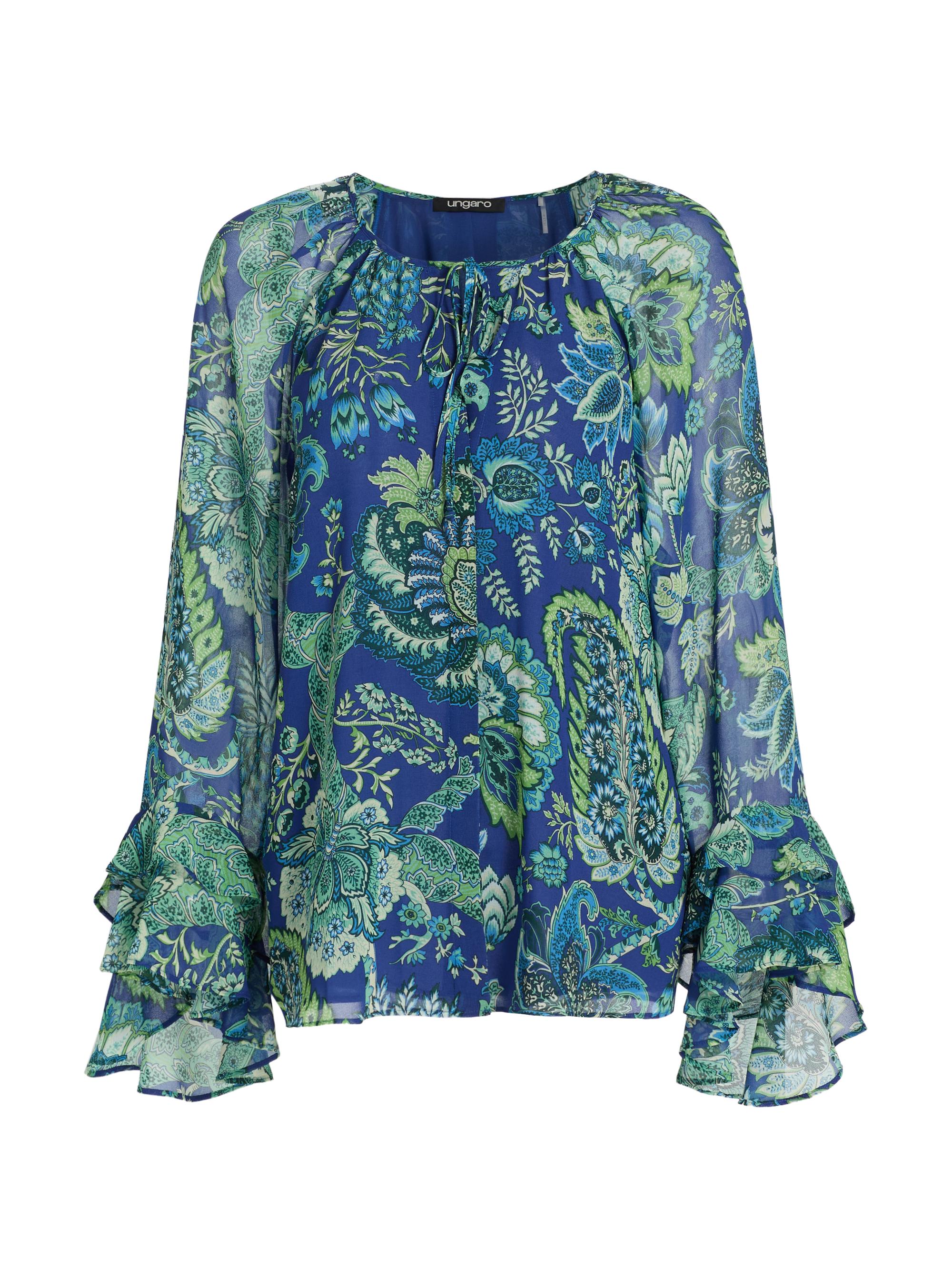 Ungaro Women's Darby Paisley Chiffon Blouse - Deep Blue Multi