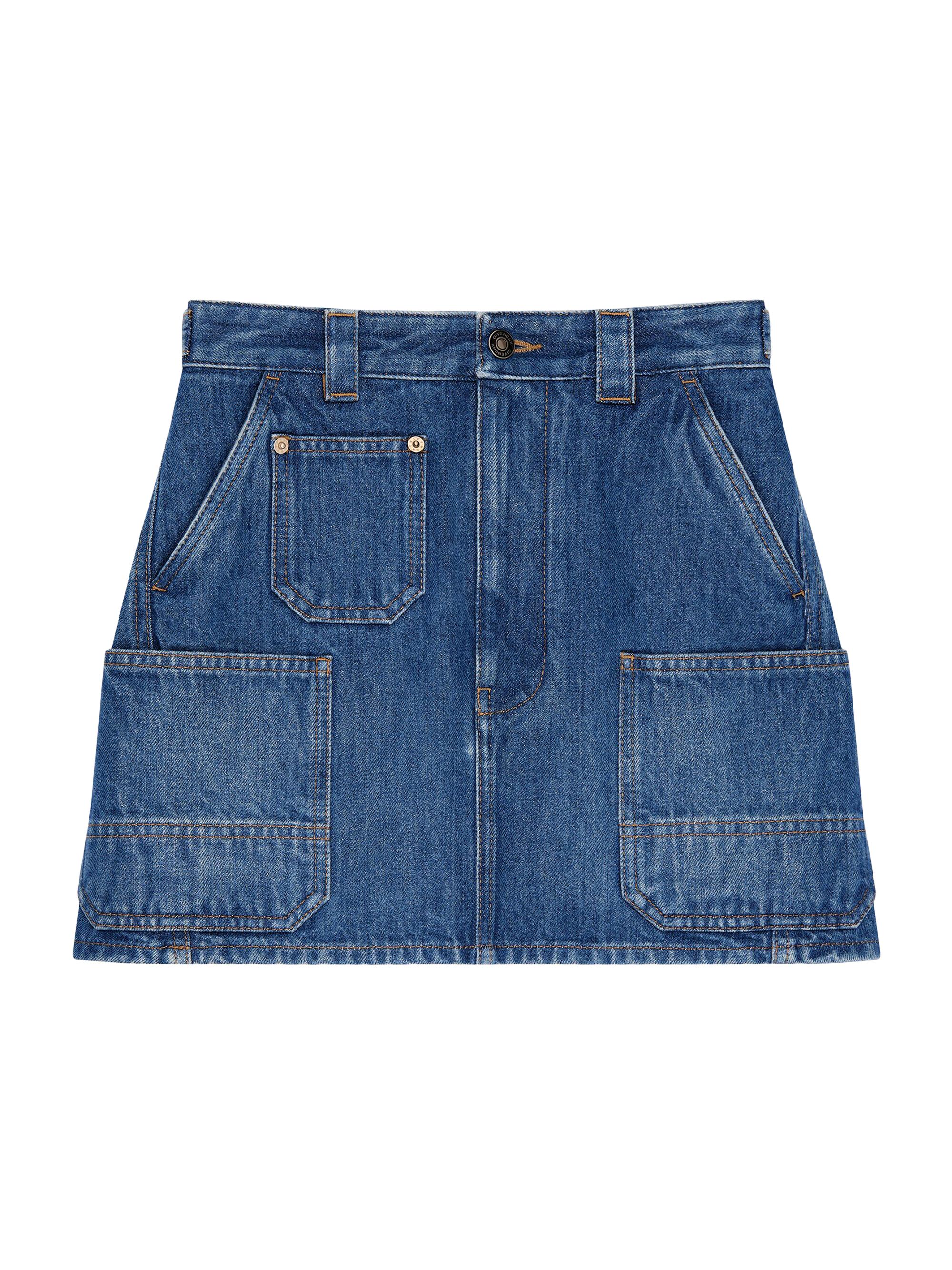 Women’s Mini Cargo Skirt in Medium Denim – Medium Blue – Size 6