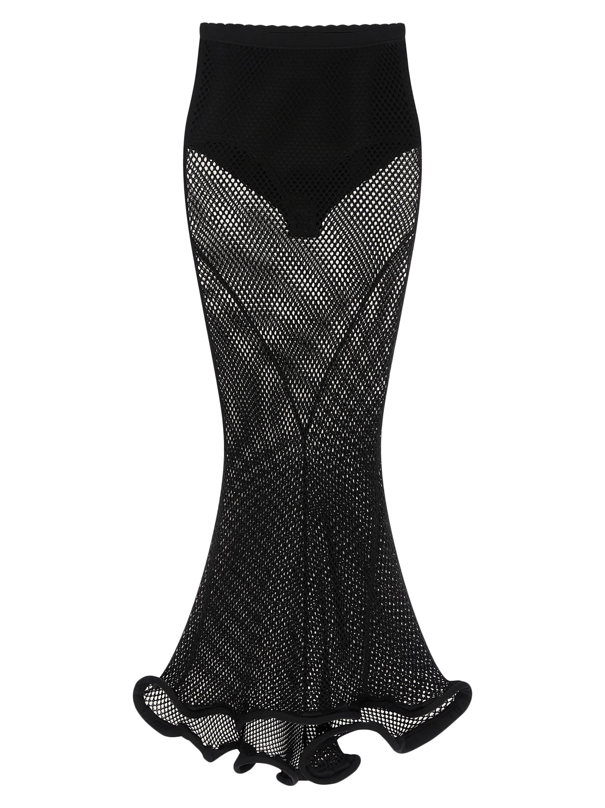 Givenchy Women's Midi Kickback Skirt in Mesh - Black