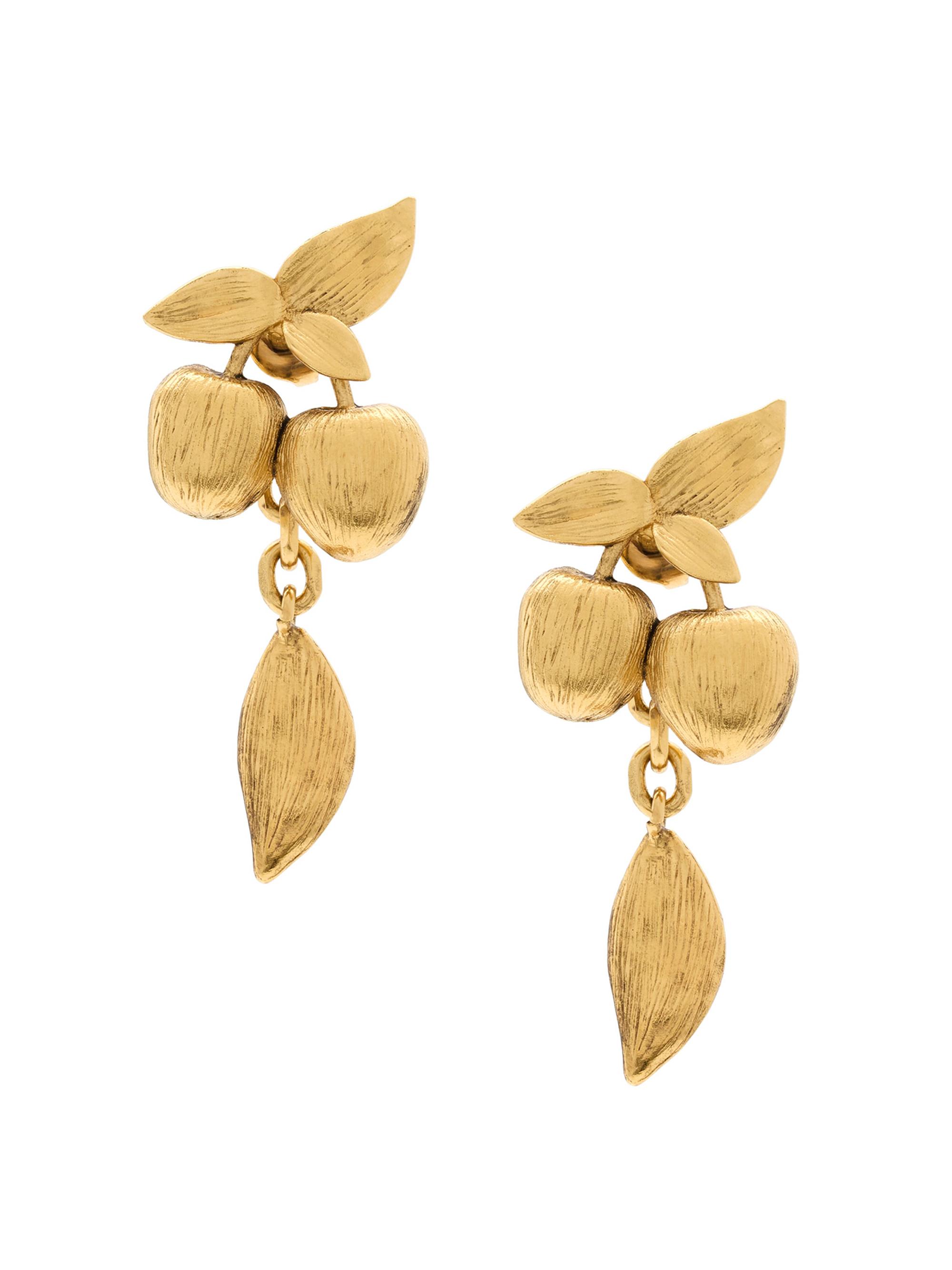 Saint Laurent Women's Cherry Earrings in Metal - Brass Gold