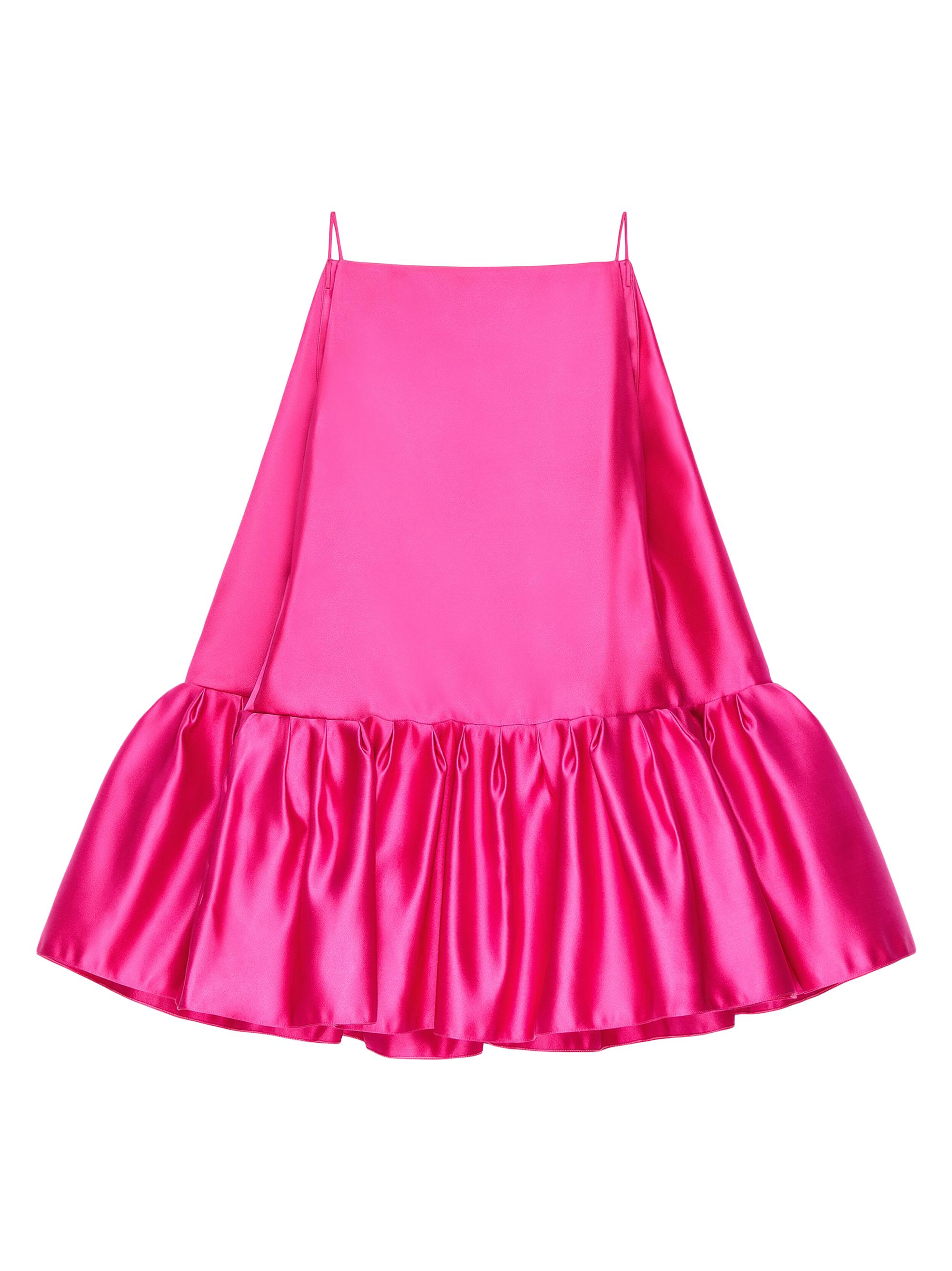 Givenchy Women's Sliced Mini Ruffled Dress in Satin - Fuchsia
